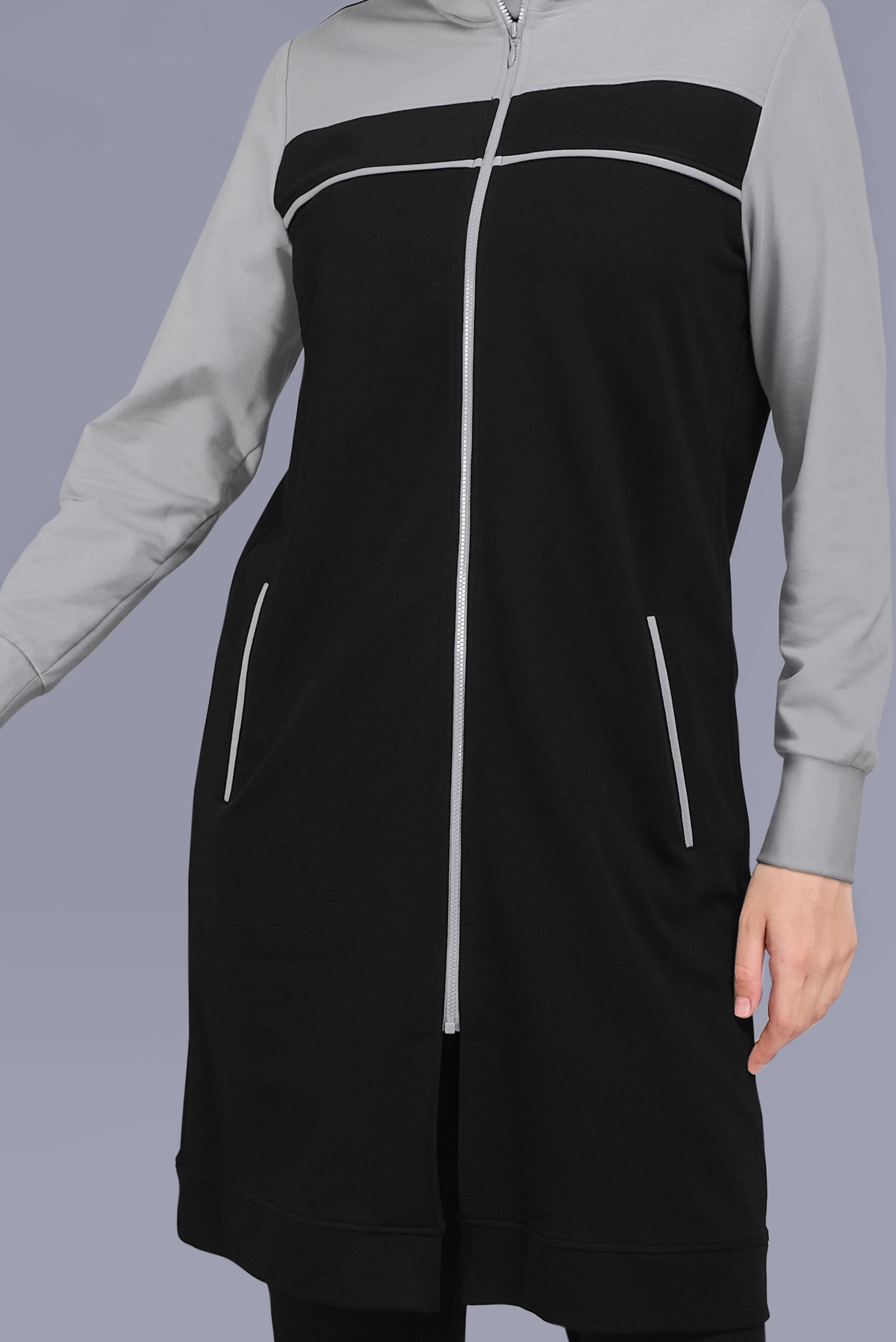 Tesettür giyim SİYAH FERMUARLI İKİ RENK EŞOFMAN TAKIM 41677