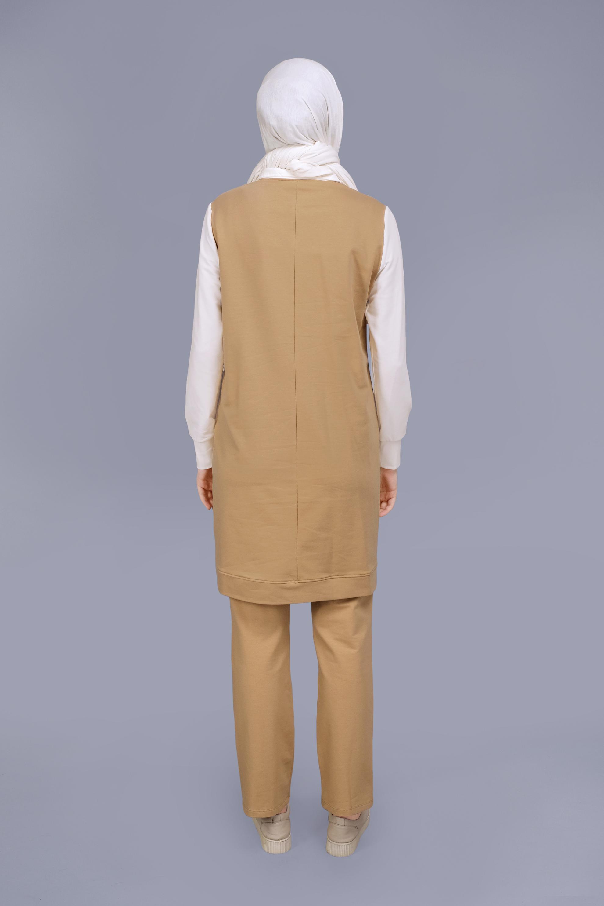 Tesettür giyim KAHVE FERMUARLI İKİ RENK EŞOFMAN TAKIM 41677