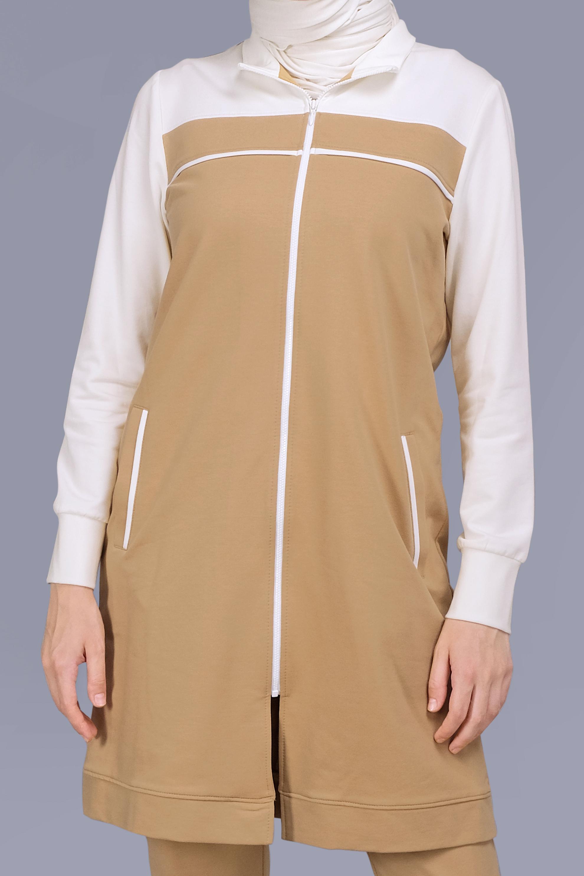 Tesettür giyim KAHVE FERMUARLI İKİ RENK EŞOFMAN TAKIM 41677