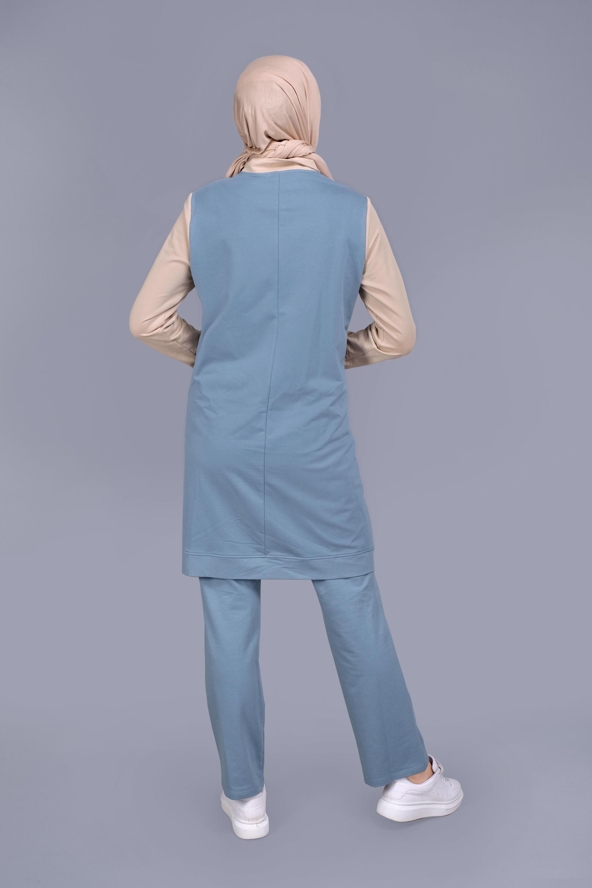 Tesettür giyim MAVİ FERMUARLI İKİ RENK EŞOFMAN TAKIM 41677