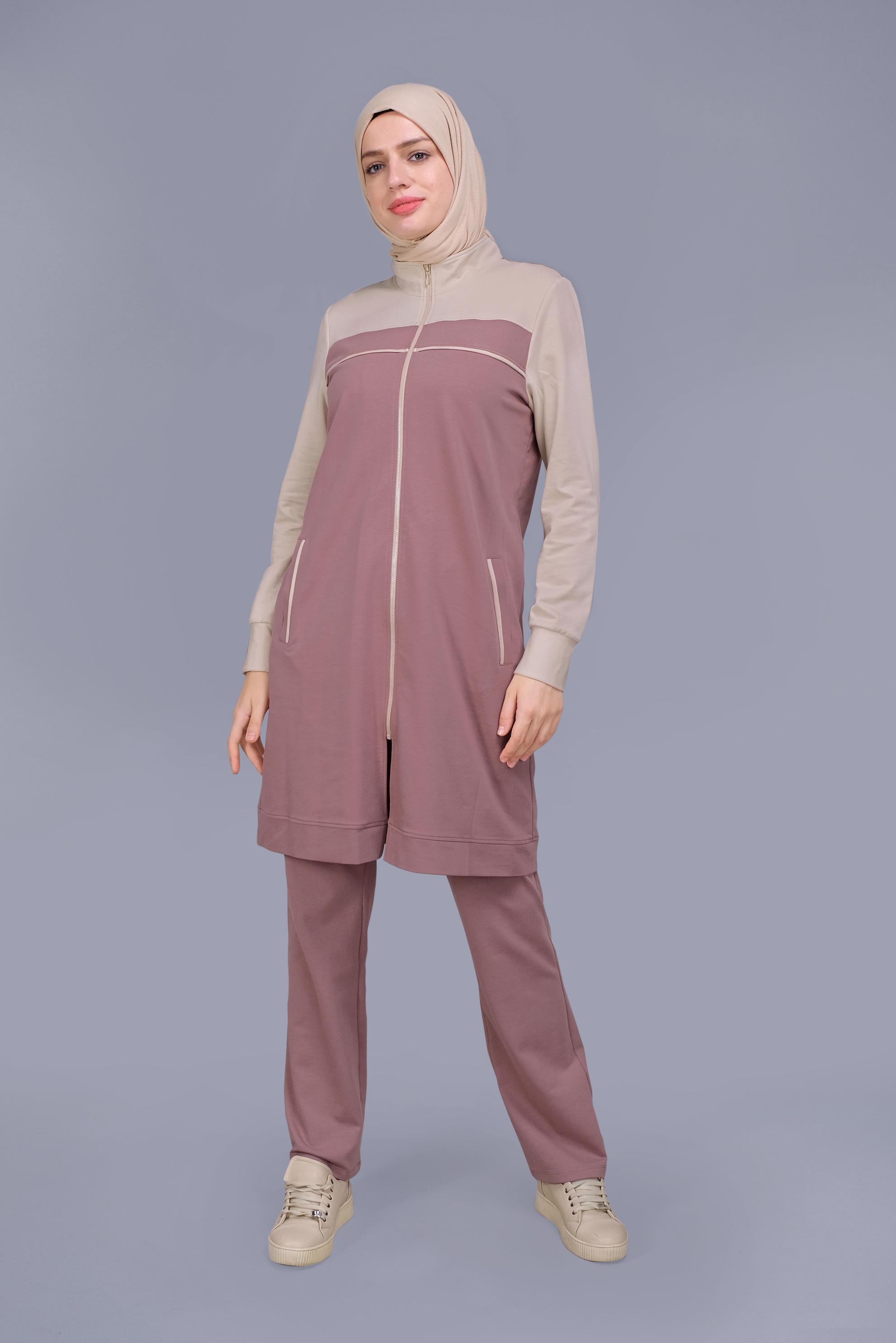 Vêtements hijab ROSE ENSEMBLE SURVÊTEMENT ZIPPÉ 2 COULEURS 41677