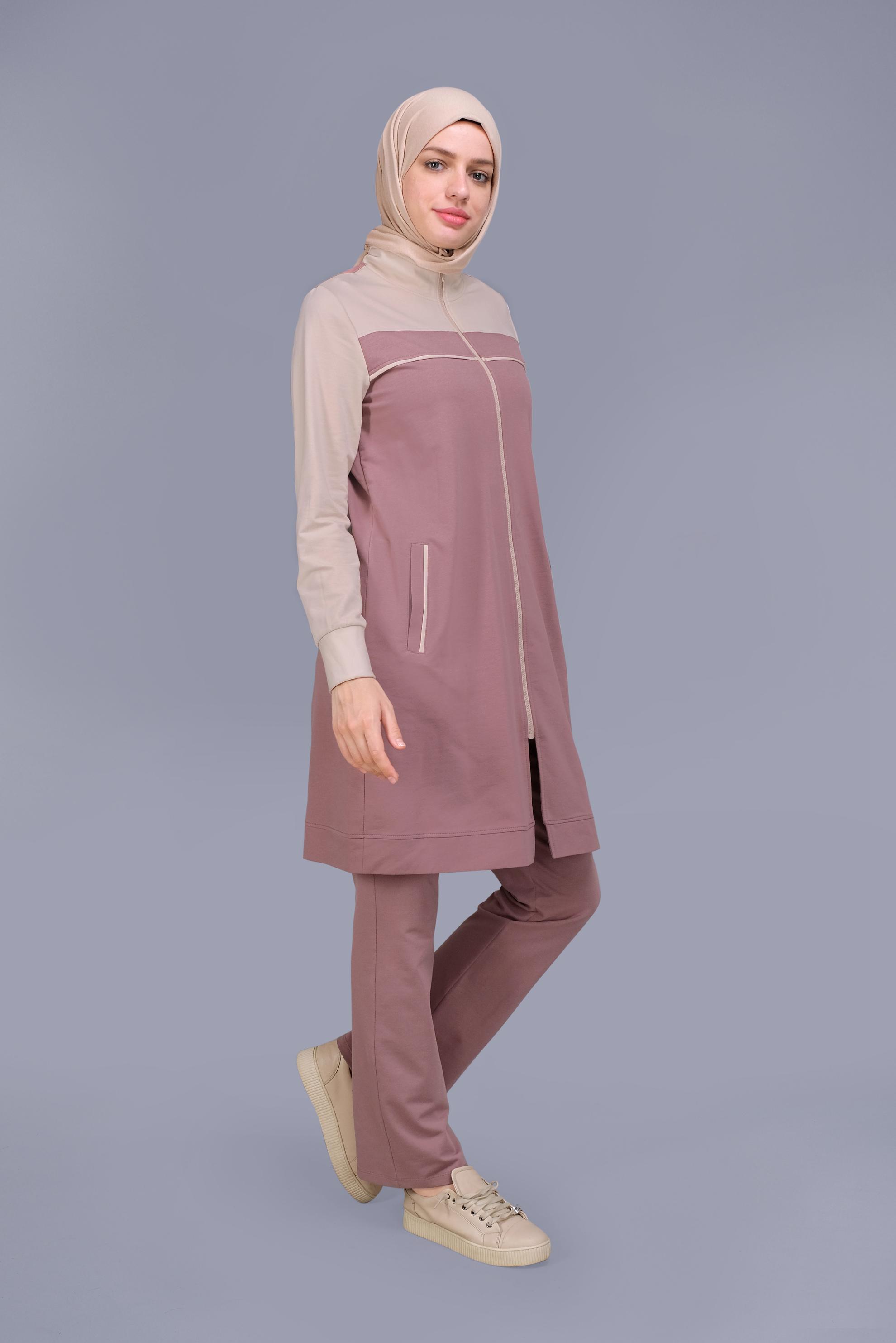 Vêtements hijab ROSE ENSEMBLE SURVÊTEMENT ZIPPÉ 2 COULEURS 41677