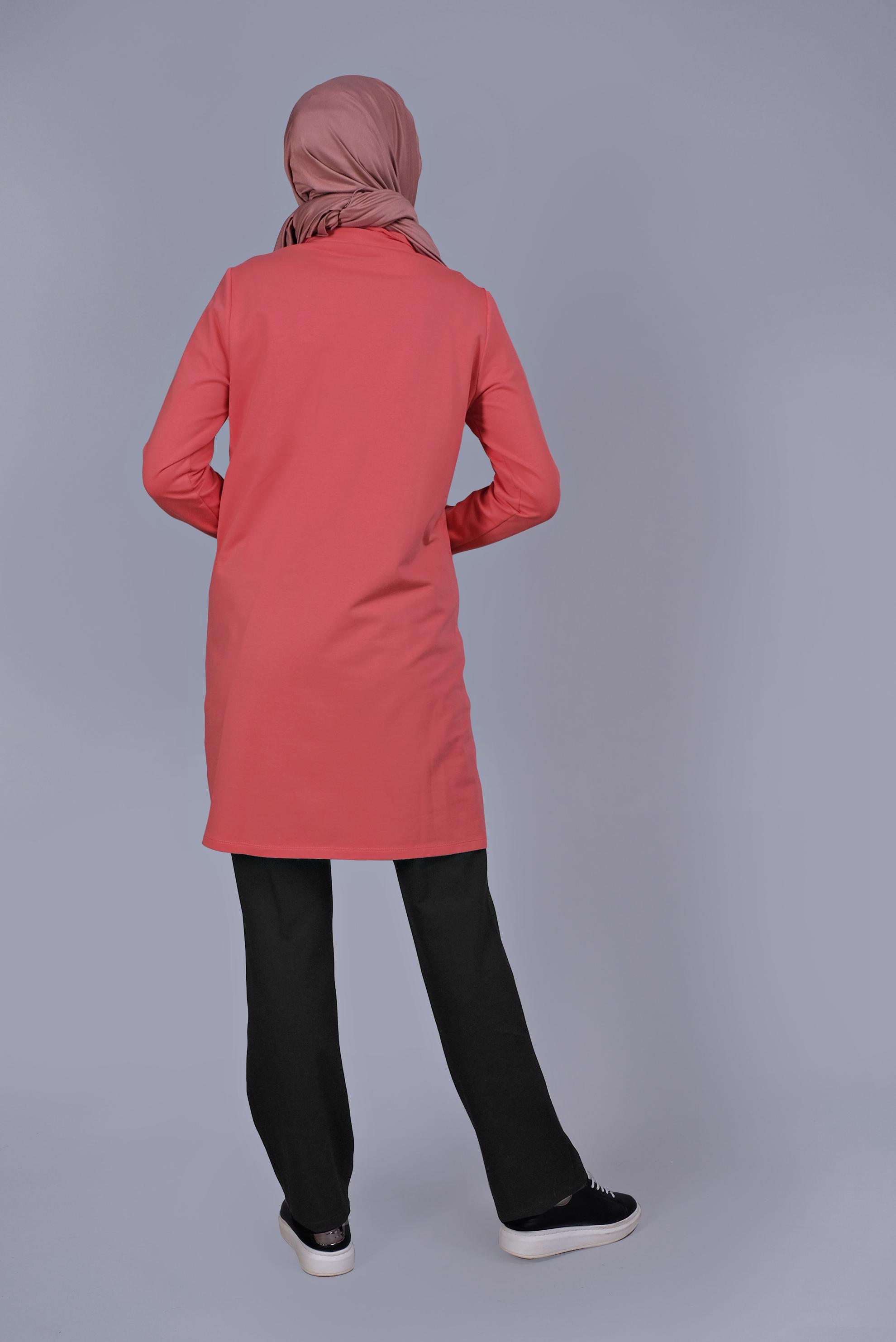 Tesettür giyim MERCAN FERMUARLI BAĞCIKLI İKİLİ PANTOLONLU TAKIM 41717