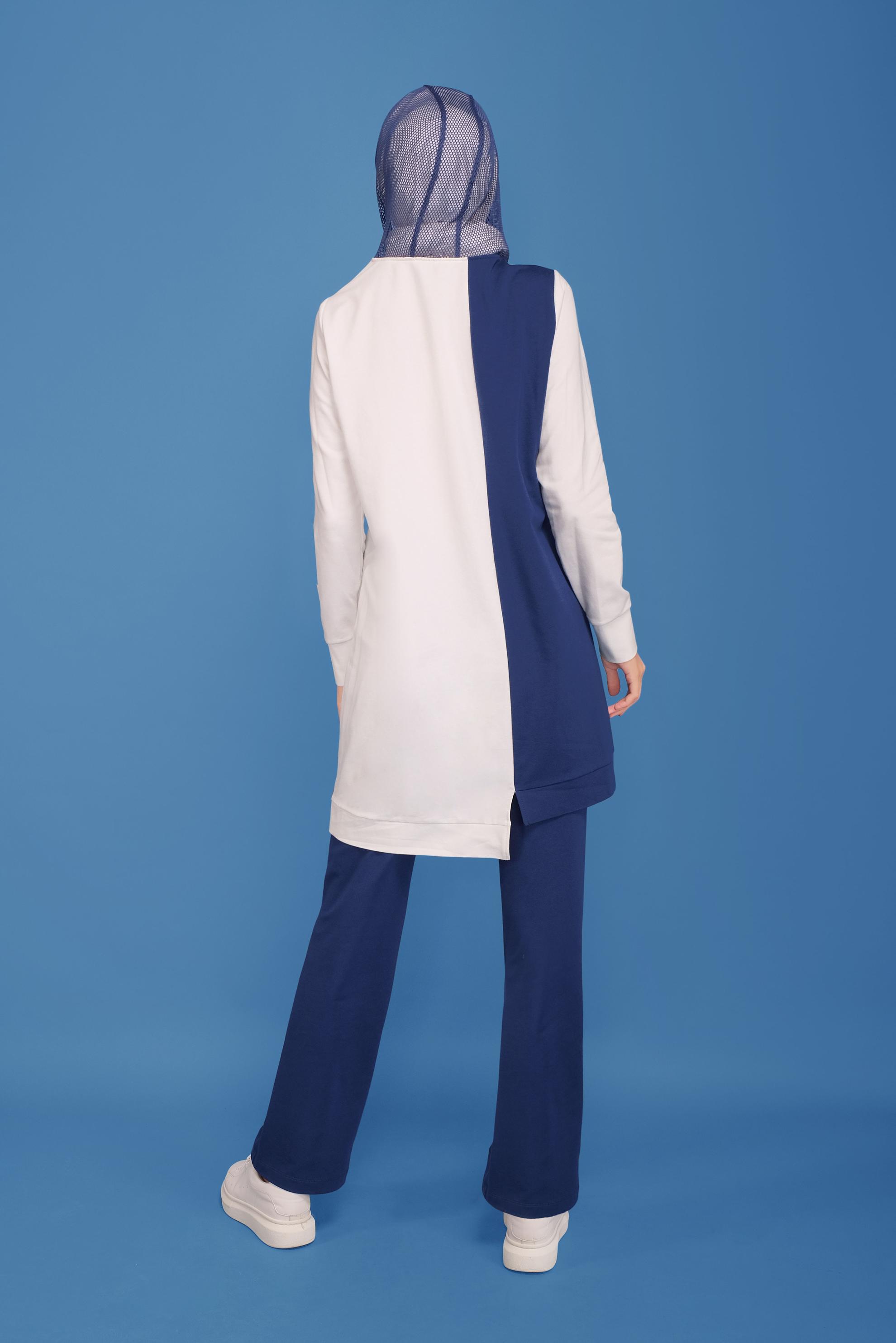 Tesettür giyim LACİVERT CEP DETAYLI İKİ RENK KAPÜŞONLU EŞOFMAN TAKIMI 41720