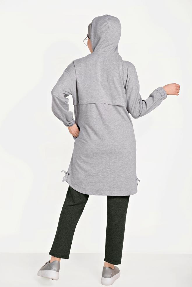 Hijab clothing KHAKI PRINT DETAILED SWEATPANTS 70066  - ALVİNA