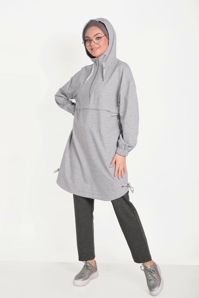 Vêtements hijab BRUN PANTALON DE SURVÊTEMENT IMPRIMÉ 70066  - ALVİNA