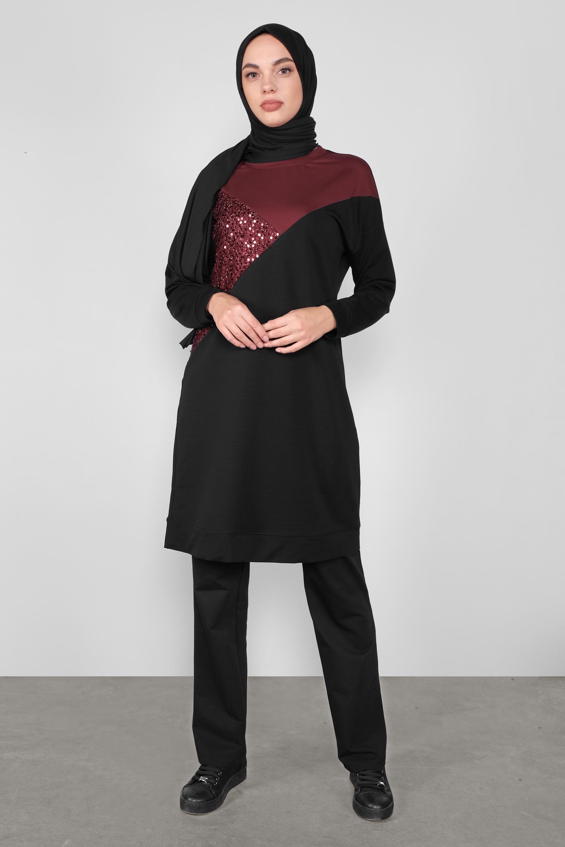 Tesettür giyim SİYAH PAMUKLU BAĞCIKLI  EŞOFMAN ALTI 70142 