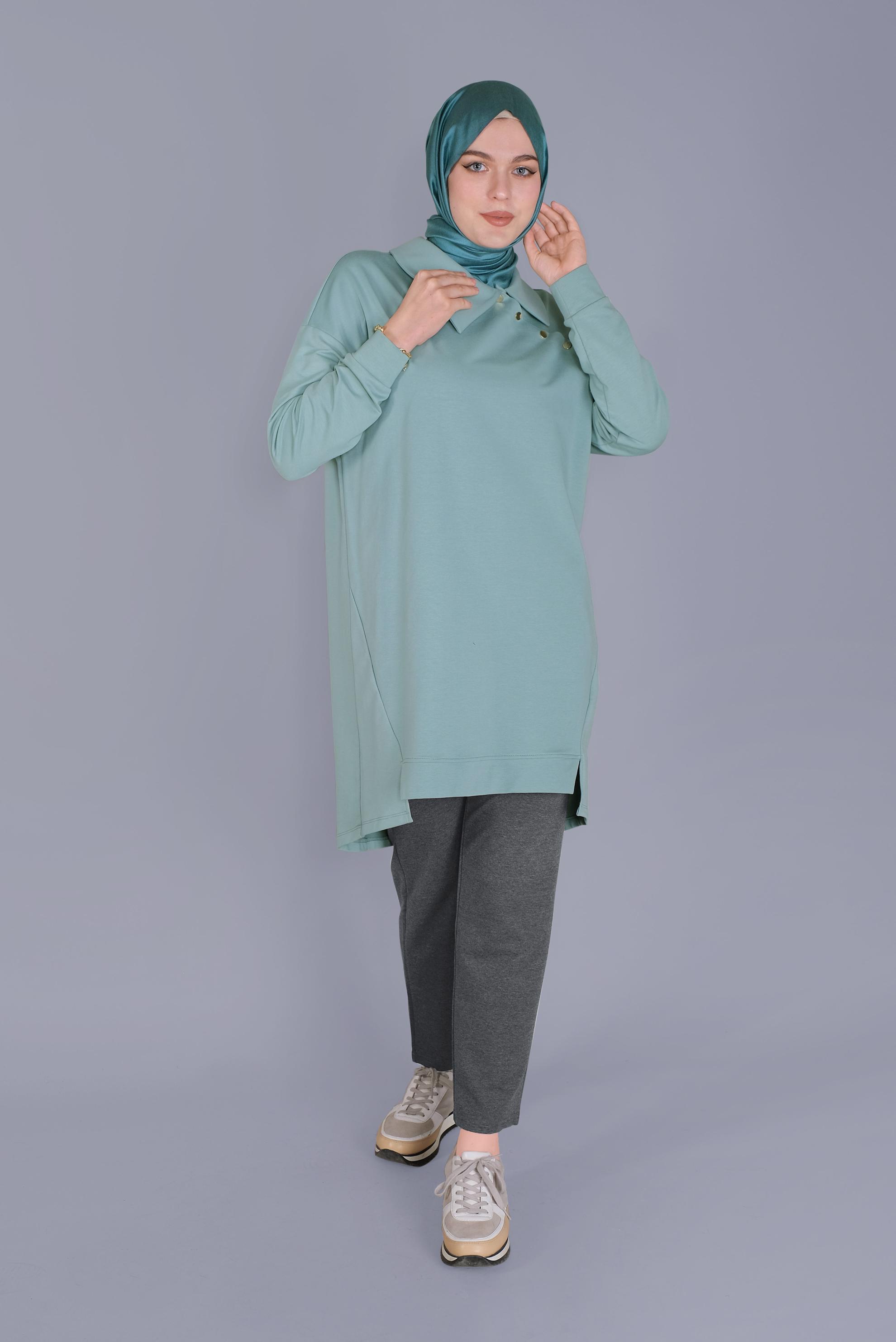 Tesettür giyim GRİ ARA BEL CEPLİ EŞOFMAN ALTI 70194 