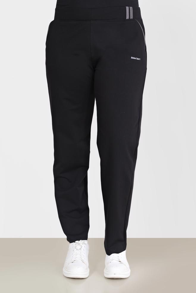 Hijab clothing BLACK SLOGAN DETAIL TRACKSUIT PANTS 70195  - ALVİNA