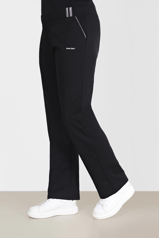 Hijab clothing BLACK SLOGAN DETAIL TRACKSUIT PANTS 70195  - ALVİNA