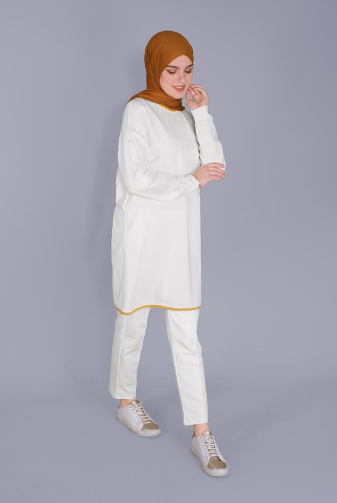 Hijab clothing WHITE POCKET SWEATPANTS 70196  - ALVİNA