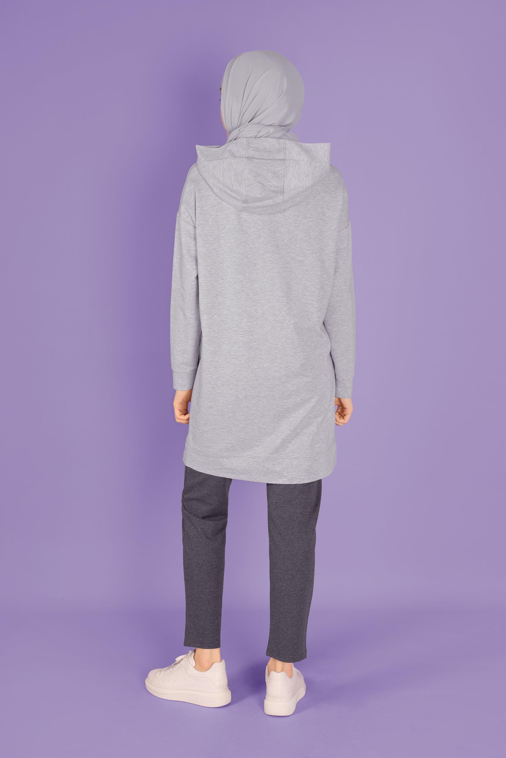 Tesettür giyim GRİ ARA BEL CEPLİ EŞOFMAN ALTI 70196 