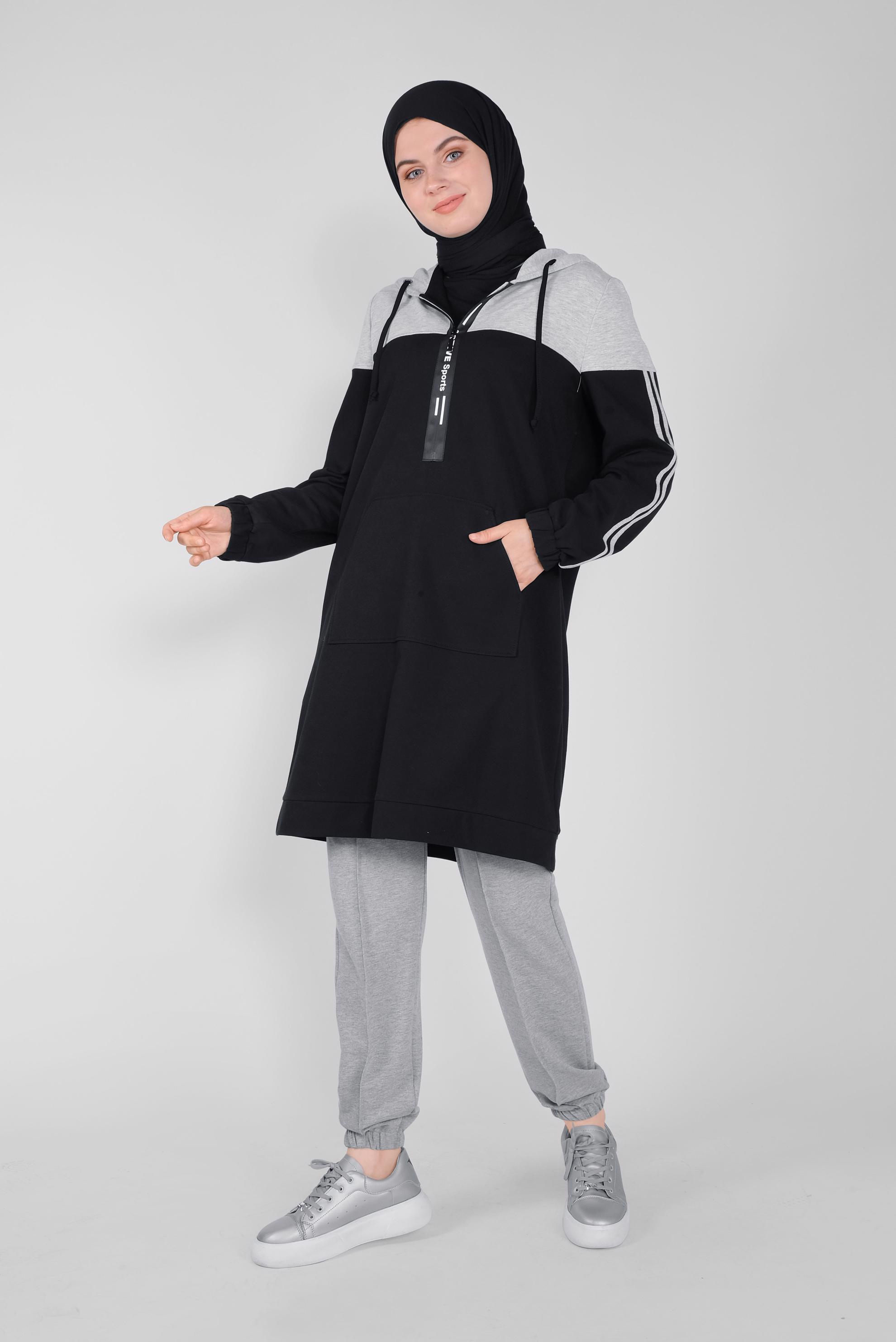 Tesettür giyim GRİ BİLEKTEN LASTİKLİ EŞOFMAN ALTI 70198 