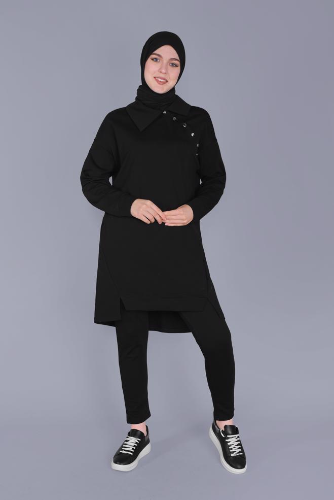 Hijab clothing BLACK CRESTED SWEATPANTS 70199  - ALVİNA