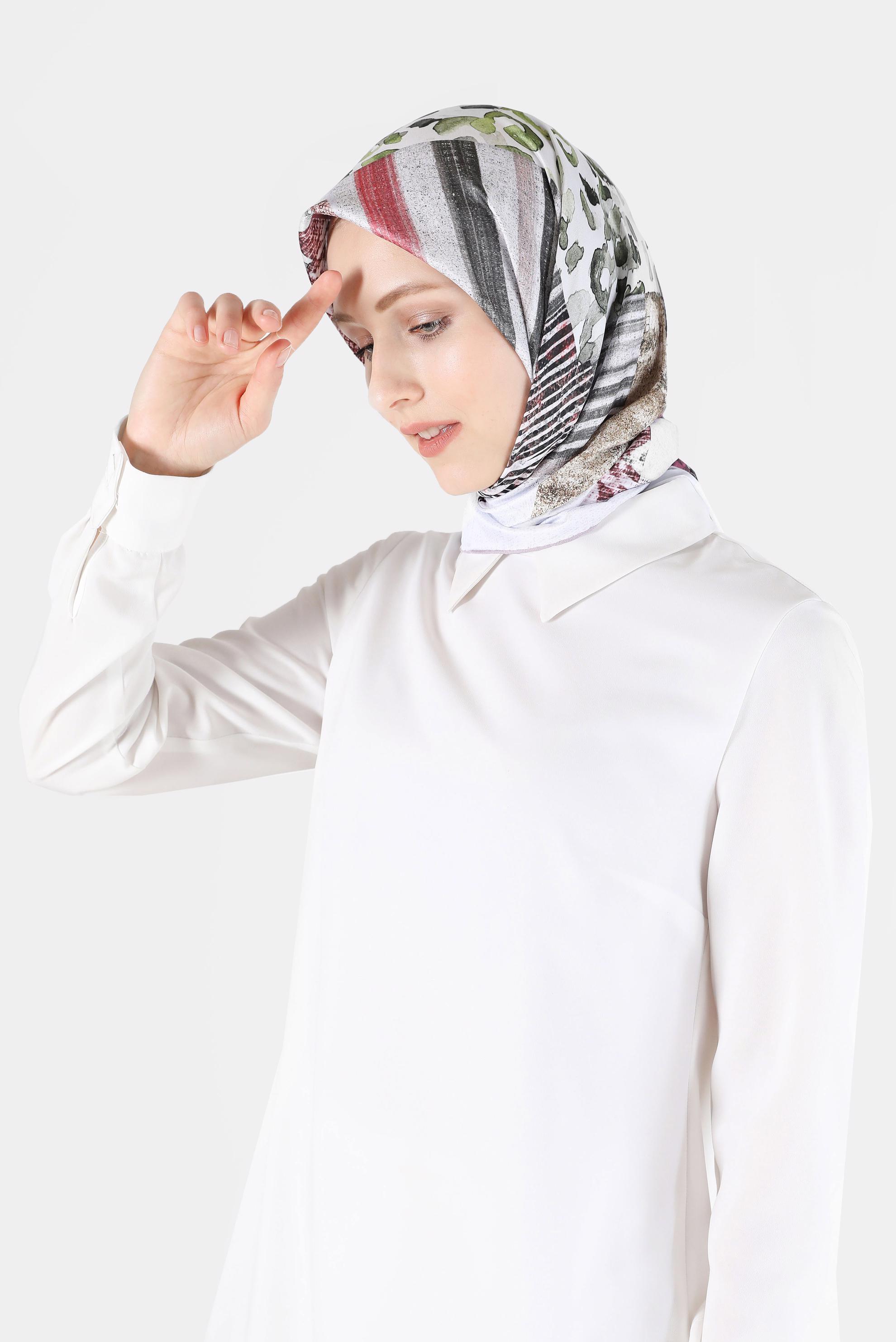 Tesettür giyim MOR ALVİNA DİJİTAL TWİLL EŞARP 5050 