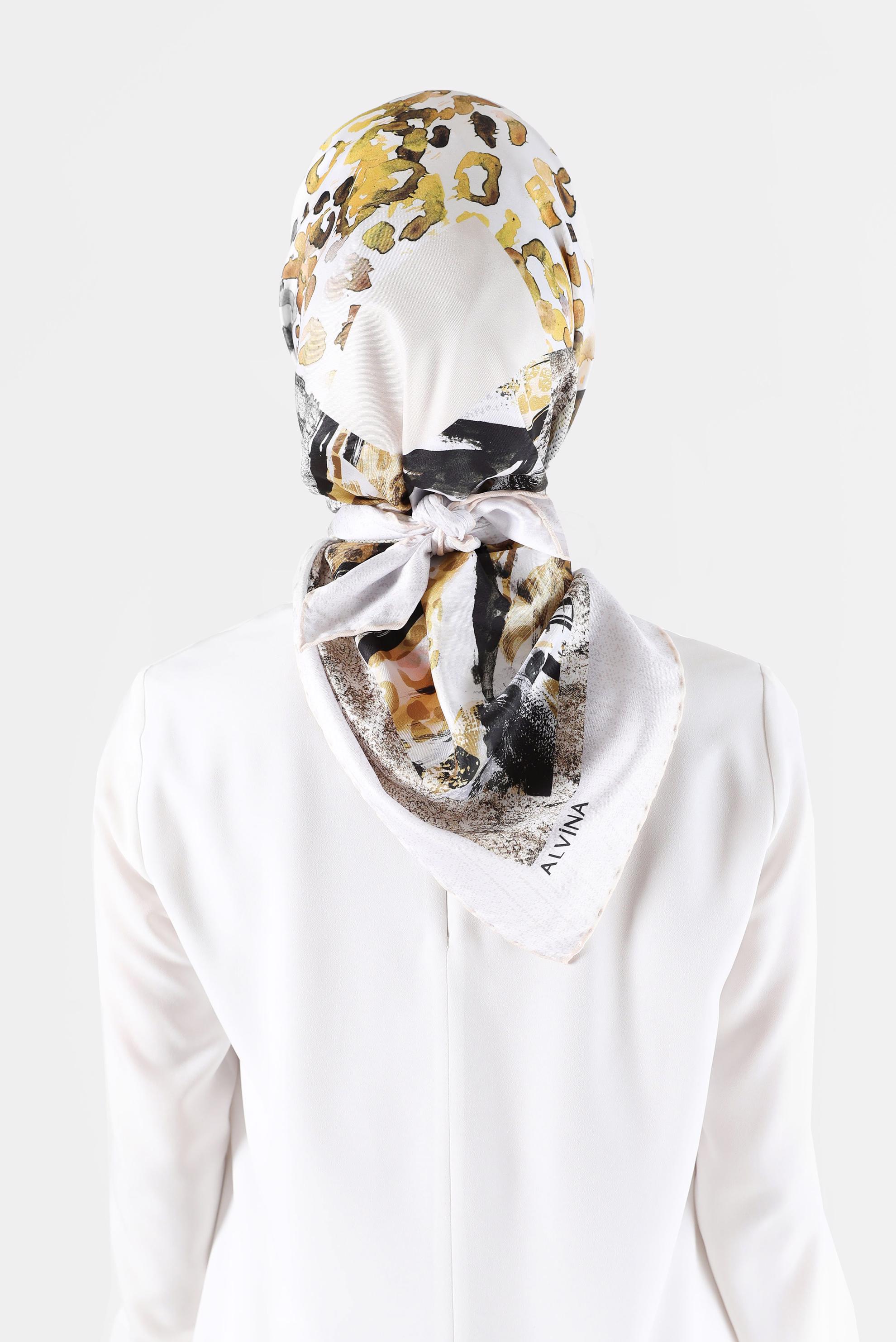 Tesettür giyim SARI ALVİNA DİJİTAL TWİLL EŞARP 5050 