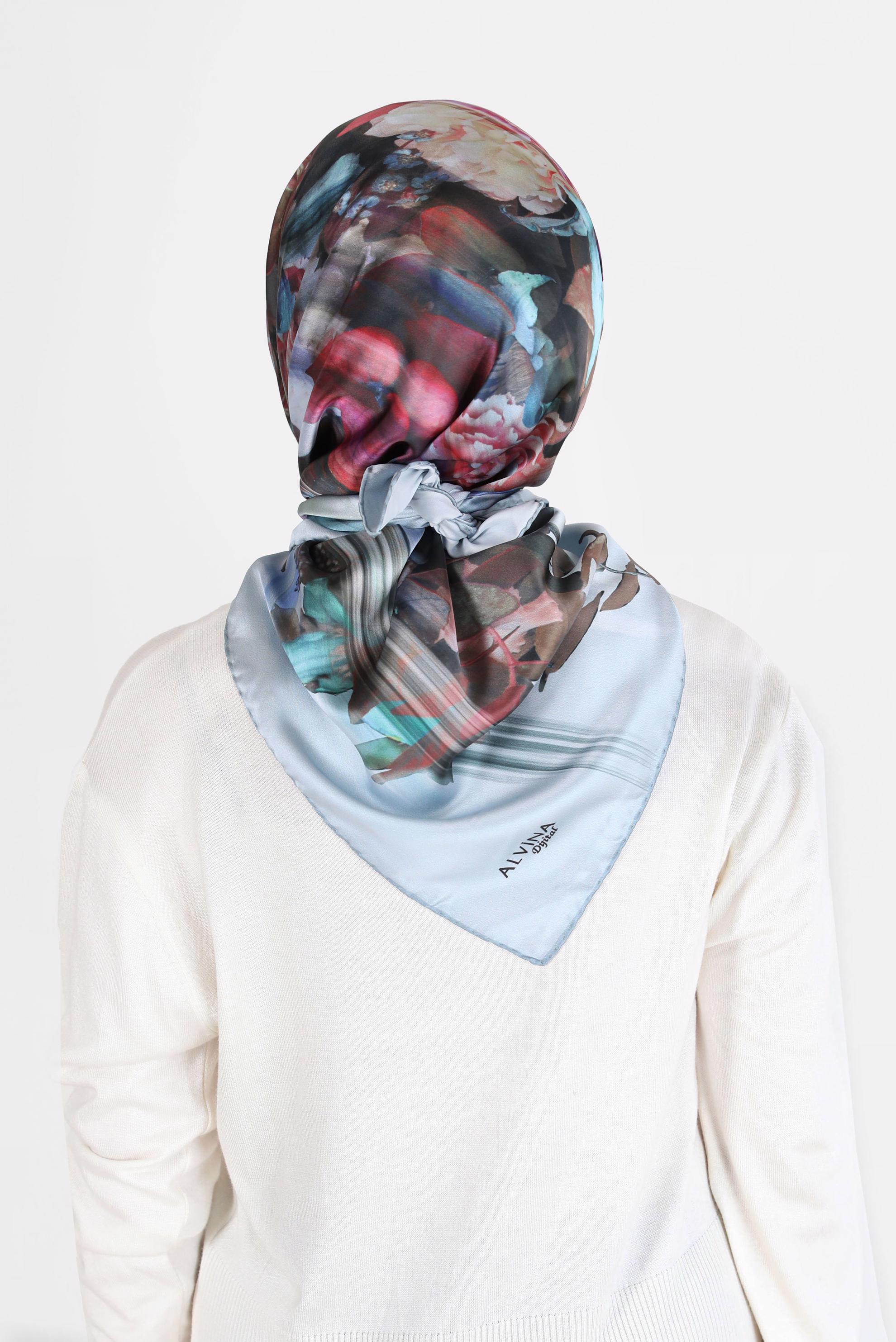 Tesettür giyim MAVİ ALVİNA DİJİTAL EŞARP 5457 