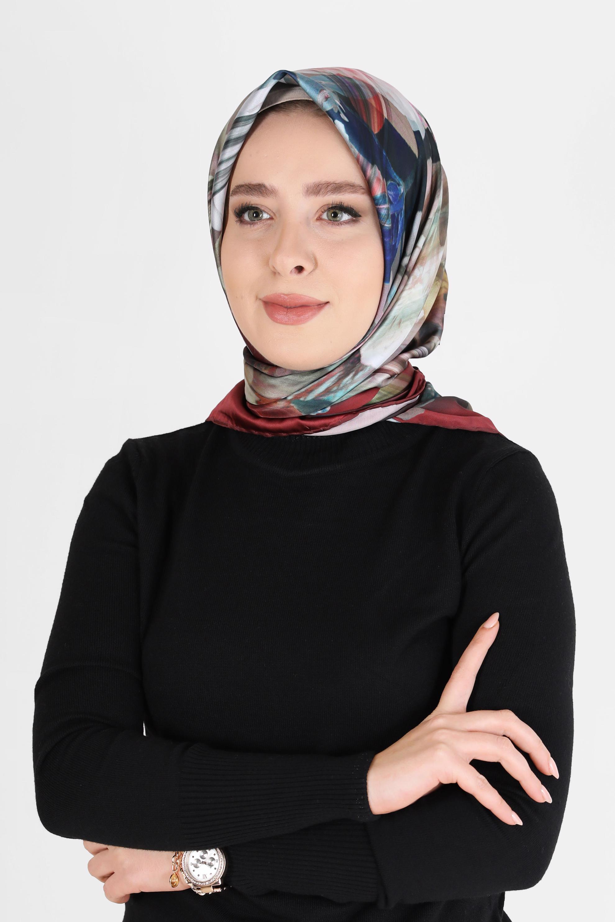 Tesettür giyim BORDO ALVİNA DİJİTAL EŞARP 5457 