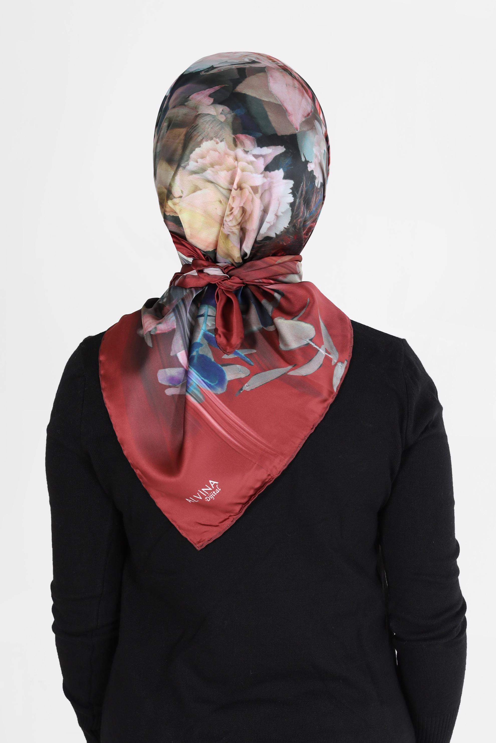 Tesettür giyim BORDO ALVİNA DİJİTAL EŞARP 5457 