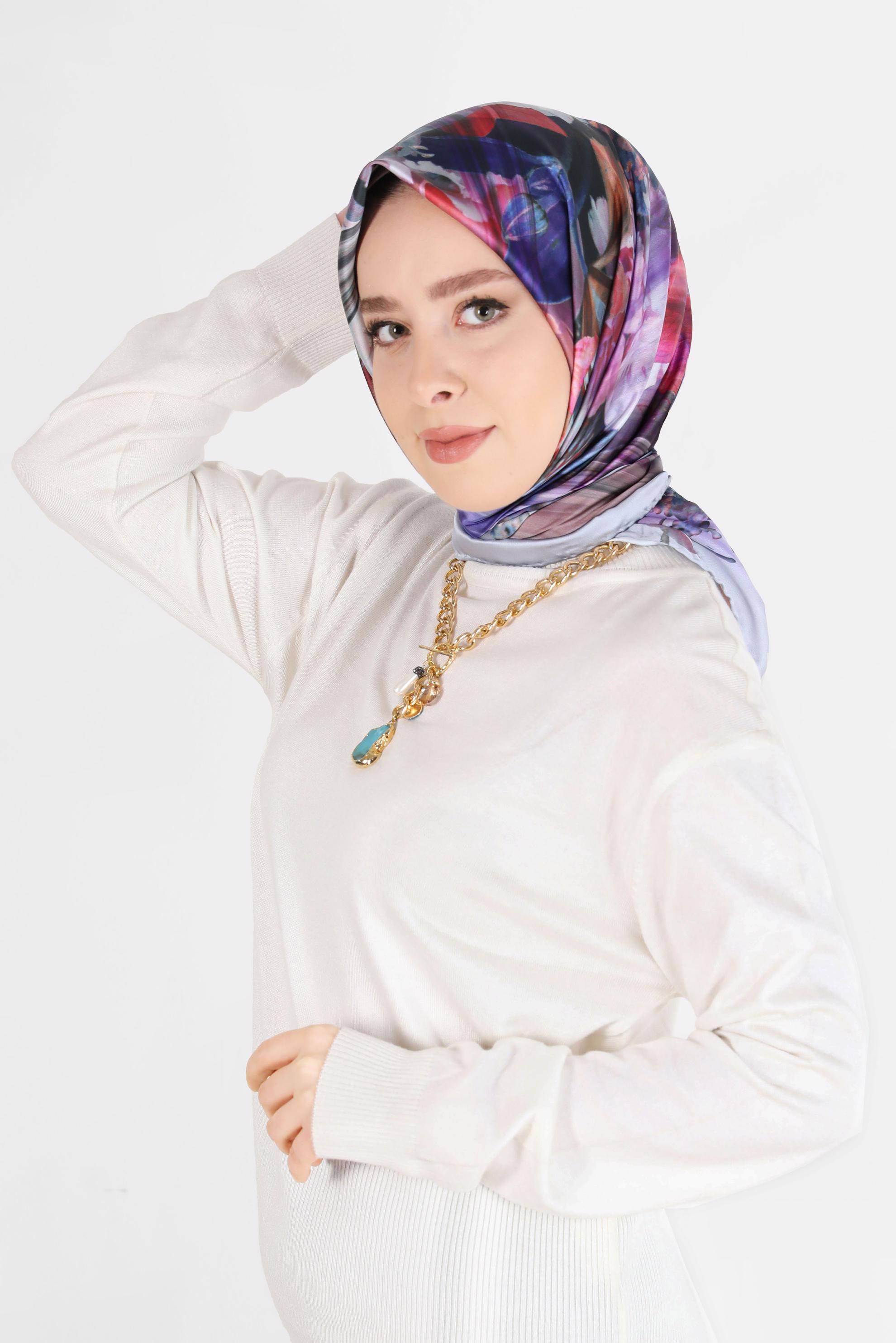 Tesettür giyim GÜMÜŞ ALVİNA DİJİTAL EŞARP 5457 