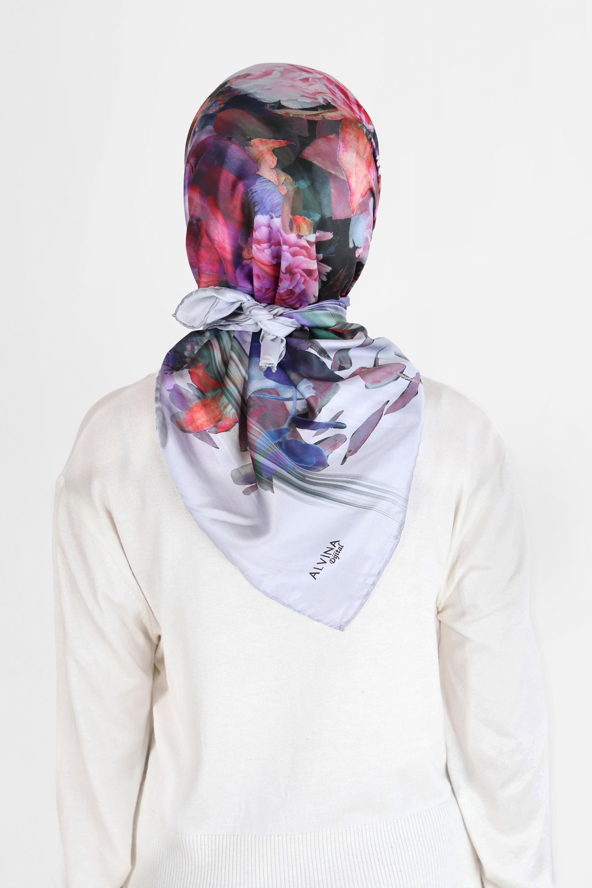 Tesettür giyim GÜMÜŞ ALVİNA DİJİTAL EŞARP 5457 