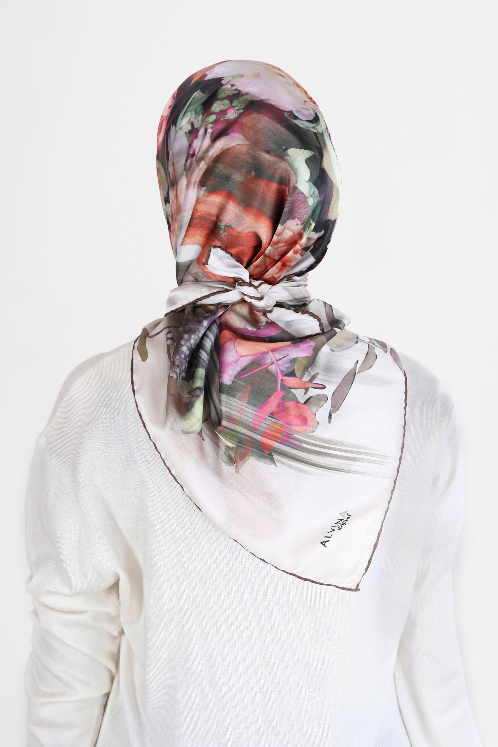 Tesettür giyim KAHVE ALVİNA DİJİTAL EŞARP 5457 