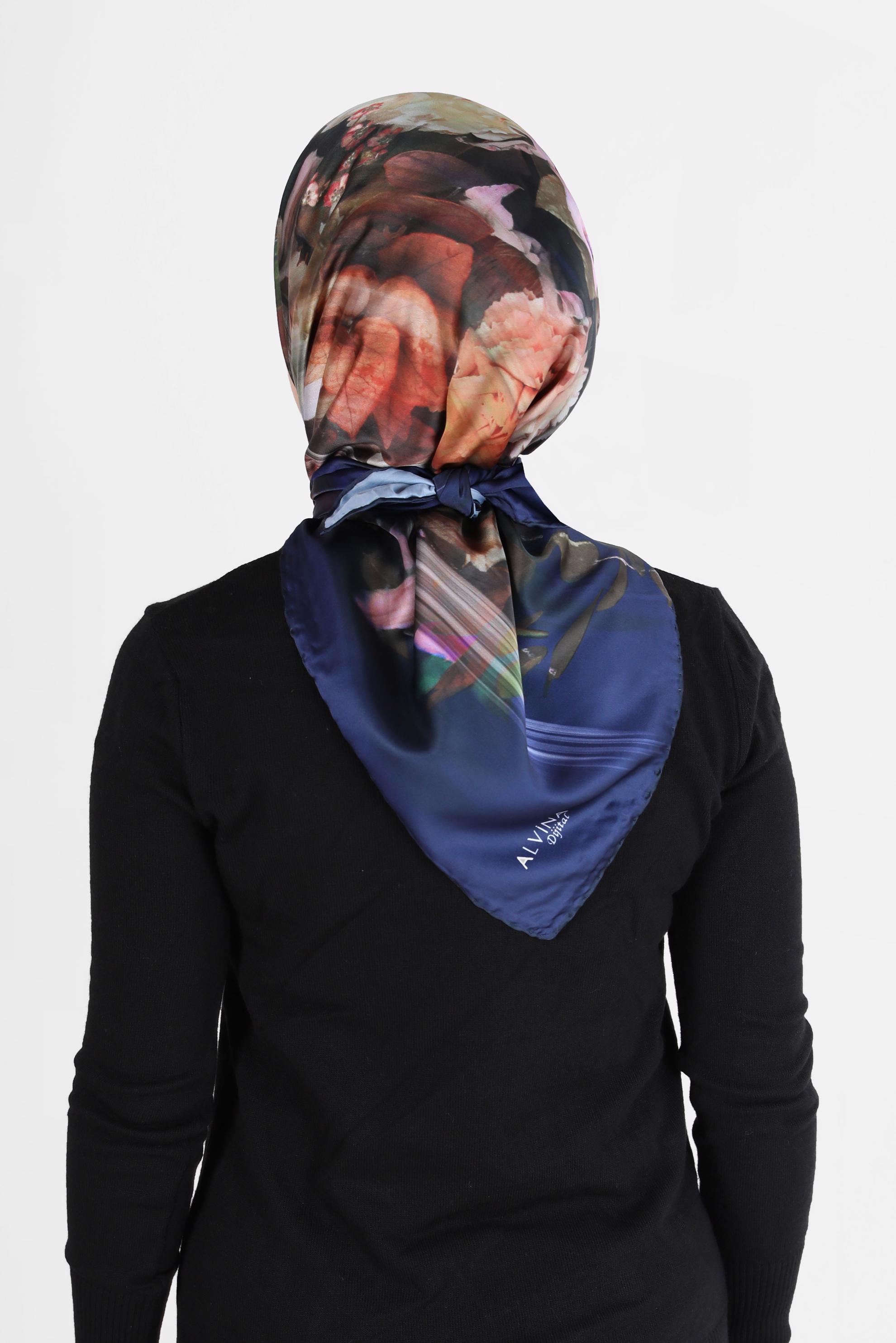 Tesettür giyim LACİVERT ALVİNA DİJİTAL EŞARP 5457 