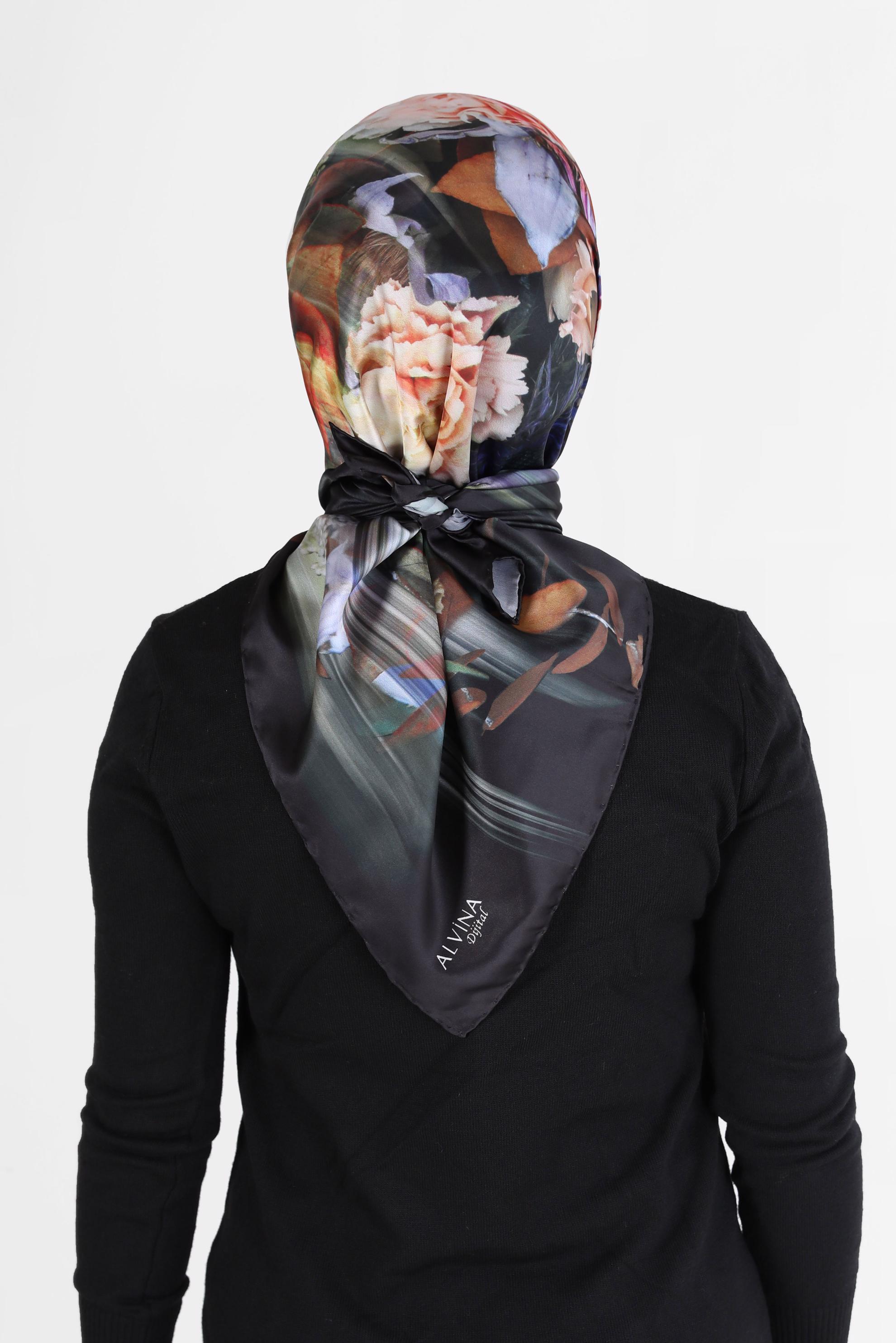 Tesettür giyim SİYAH ALVİNA DİJİTAL EŞARP 5457 