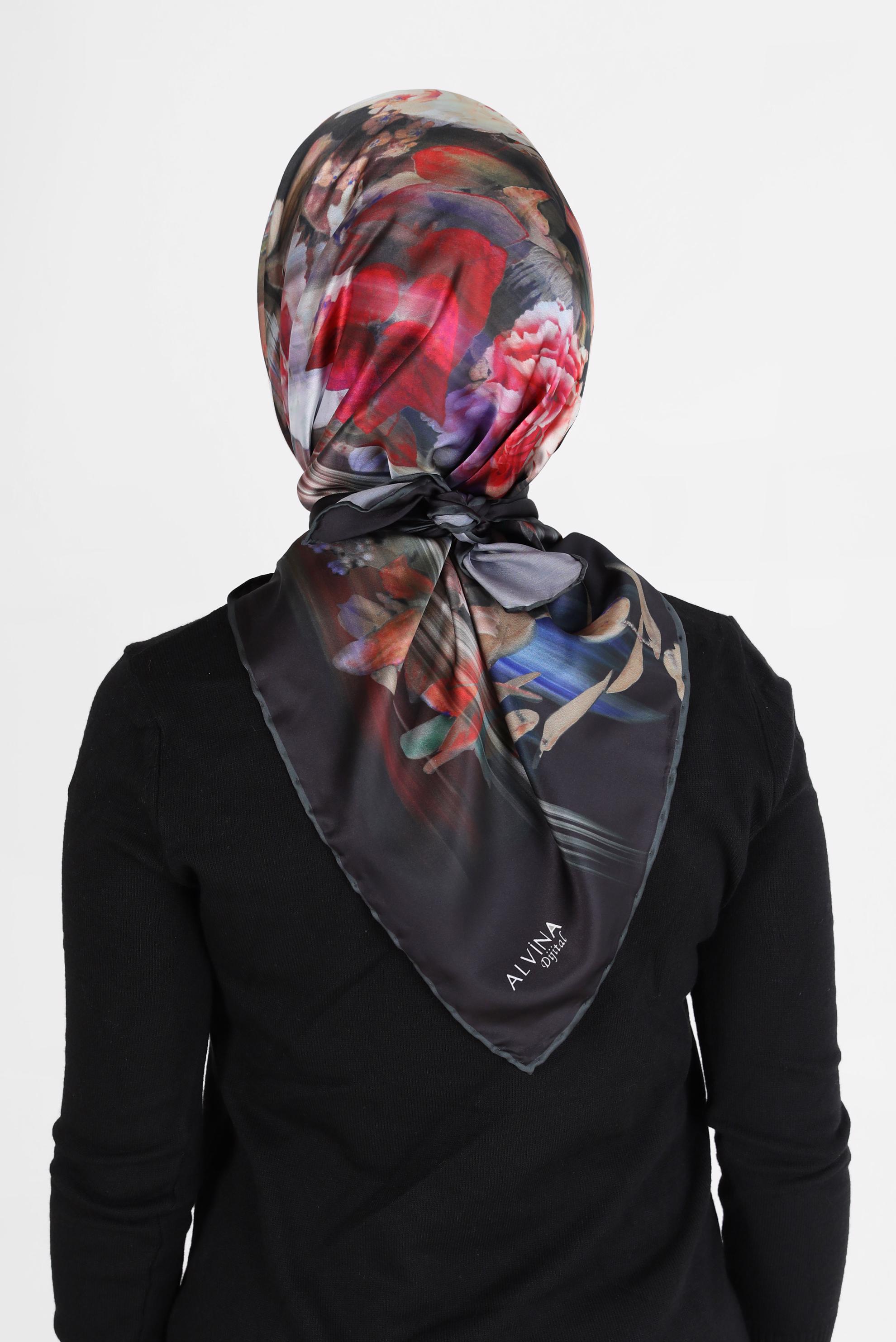 Tesettür giyim GRİ ALVİNA DİJİTAL EŞARP 5457 