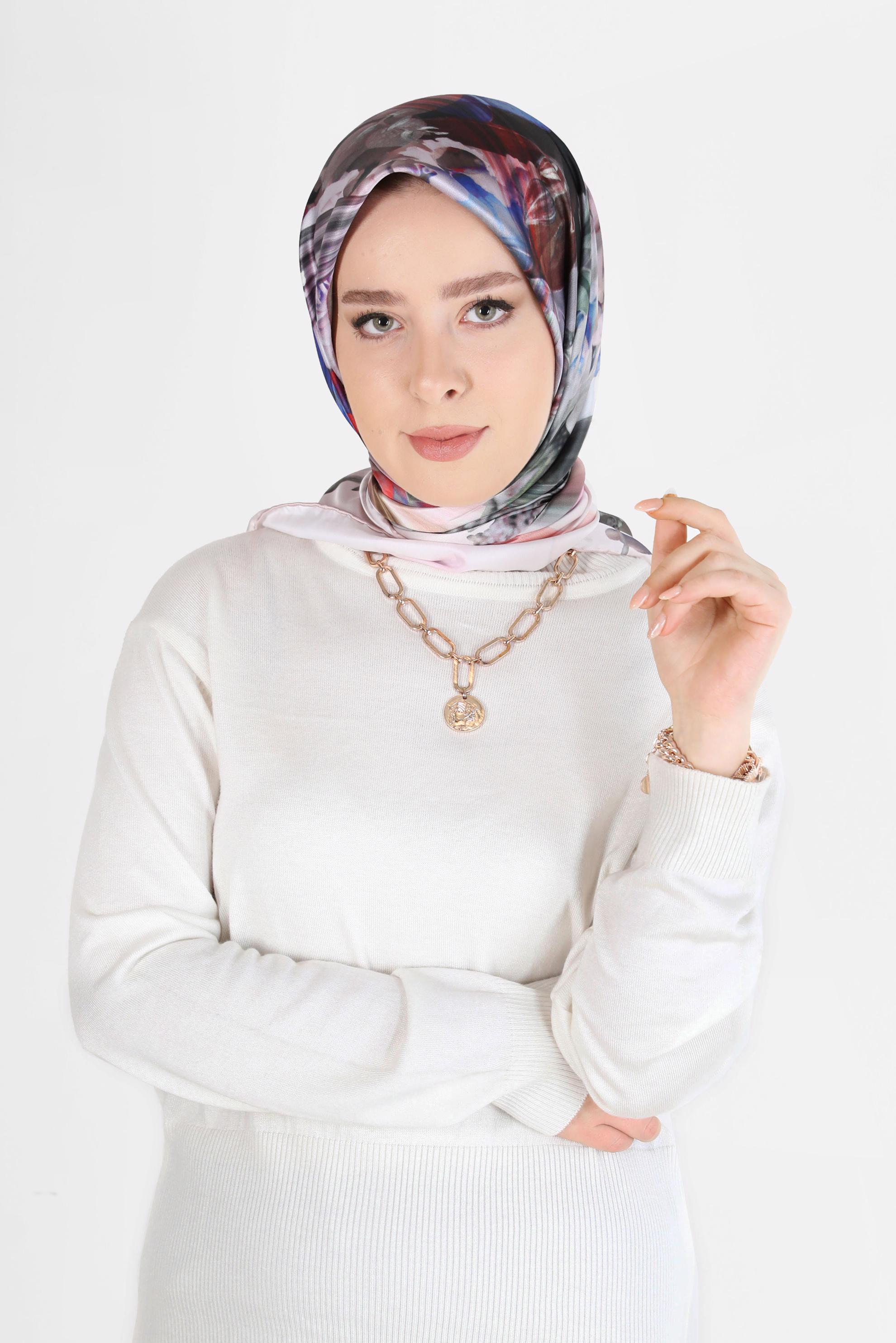 Tesettür giyim PUDRA ALVİNA DİJİTAL EŞARP 5457 