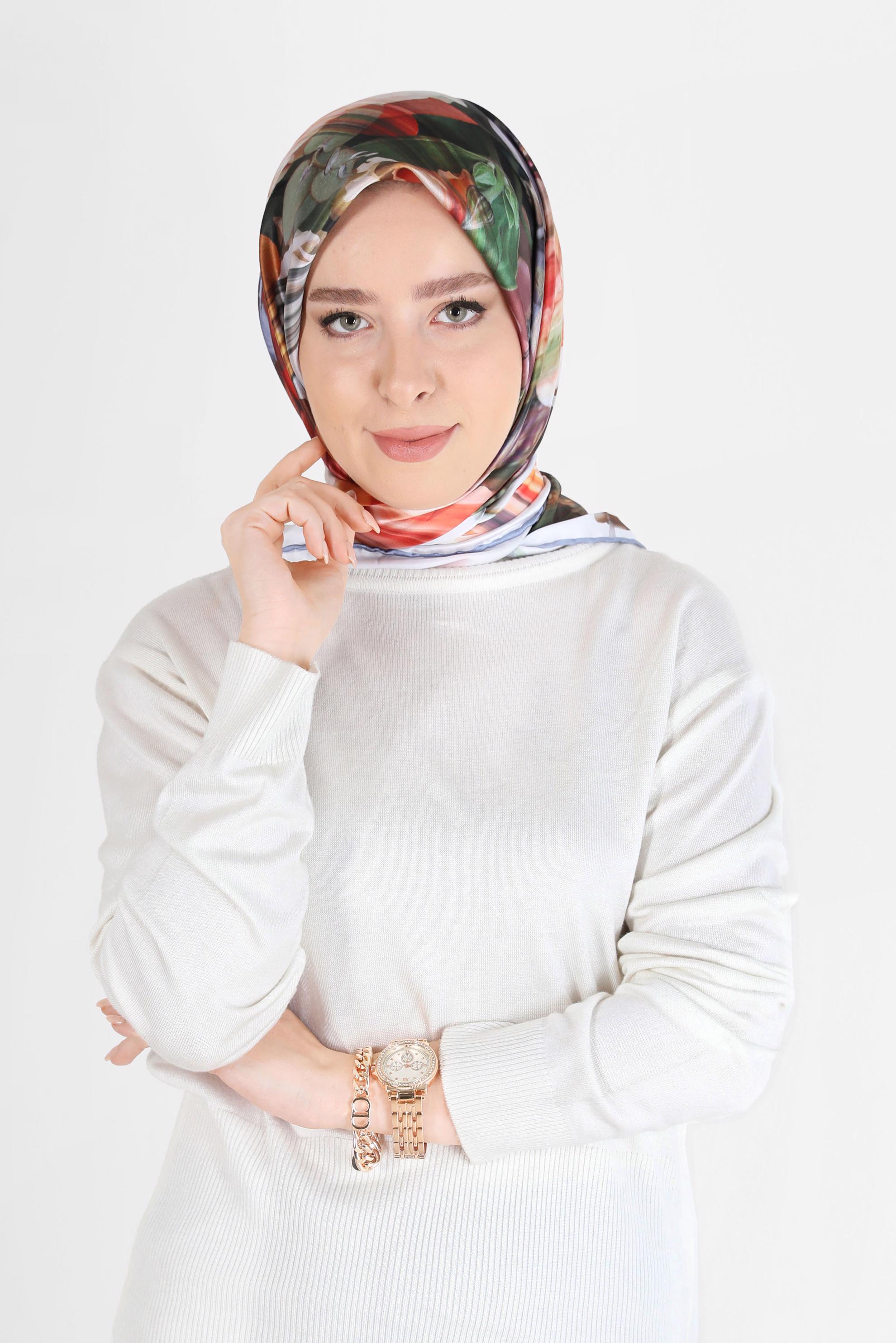 Tesettür giyim MAVİ ALVİNA DİJİTAL EŞARP 5457 