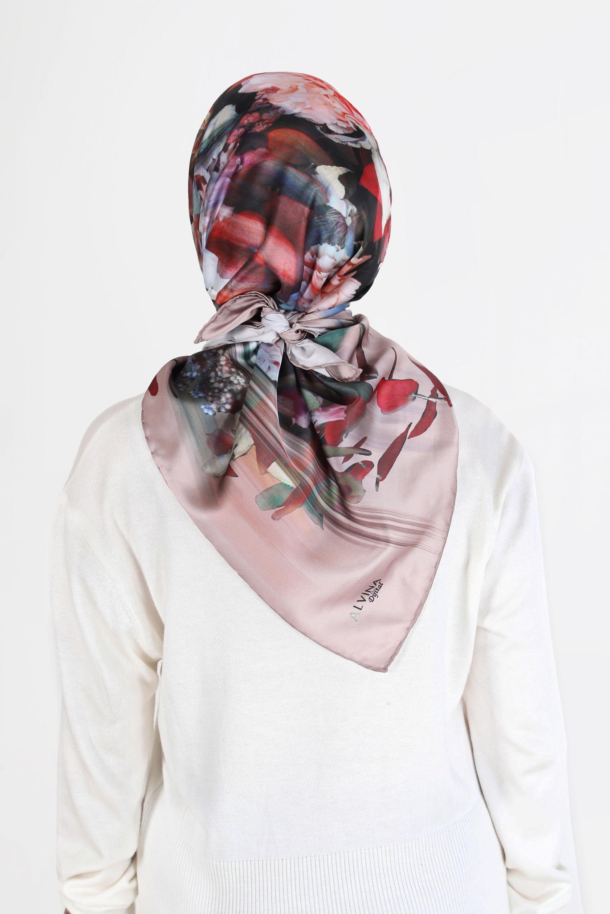 Tesettür giyim KAHVE ALVİNA DİJİTAL EŞARP 5457 