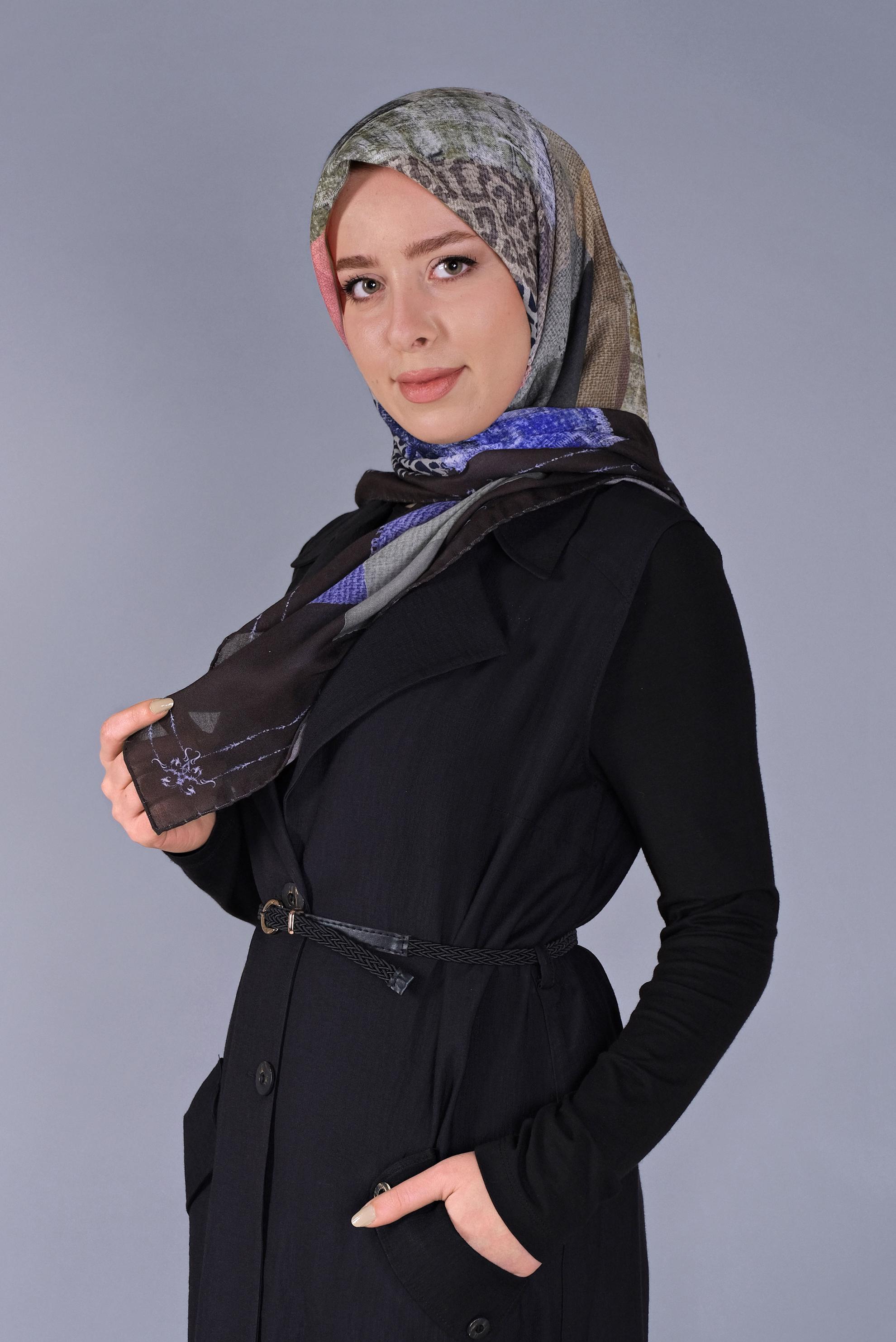 Tesettür giyim SİYAH ALVİNA DİJİTAL SOFT EŞARP 5459 