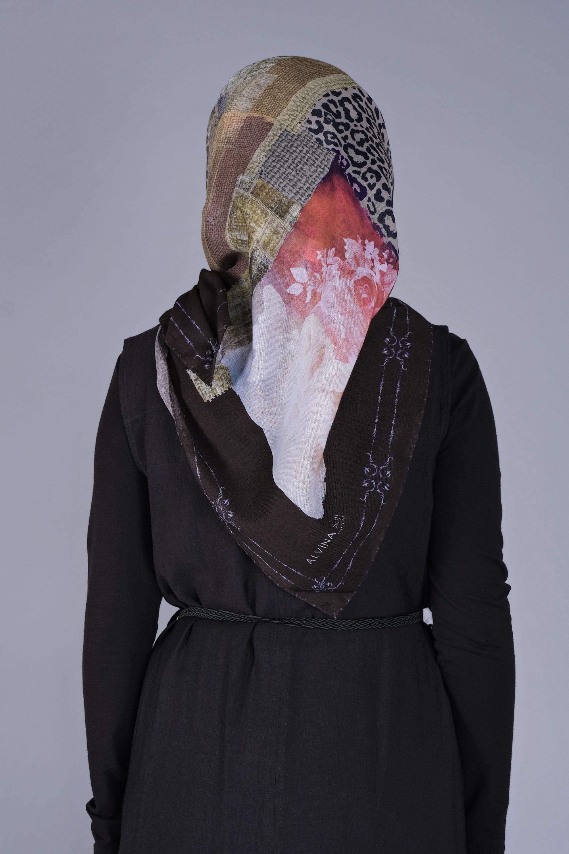 Tesettür giyim SİYAH ALVİNA DİJİTAL SOFT EŞARP 5459 