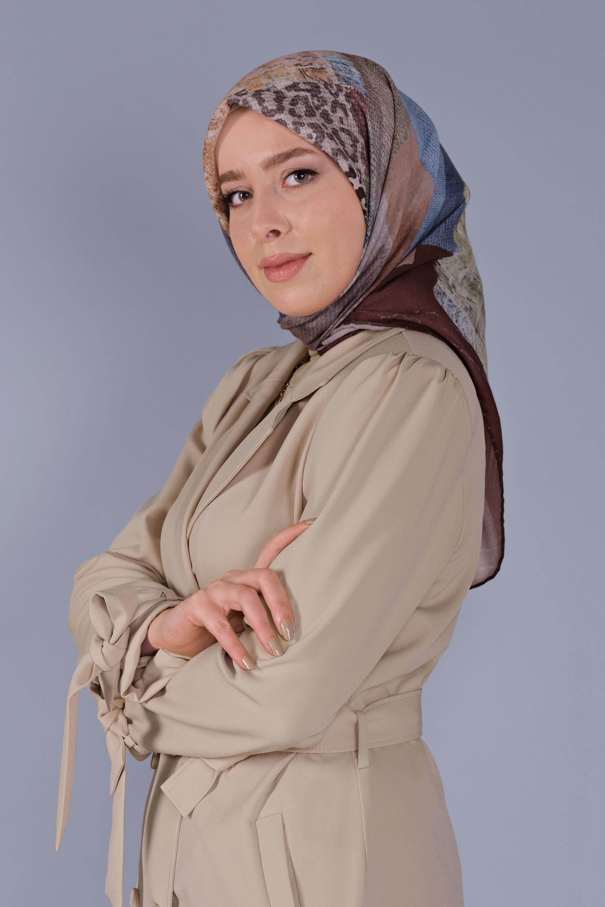 Tesettür giyim BORDO ALVİNA DİJİTAL SOFT EŞARP 5459 