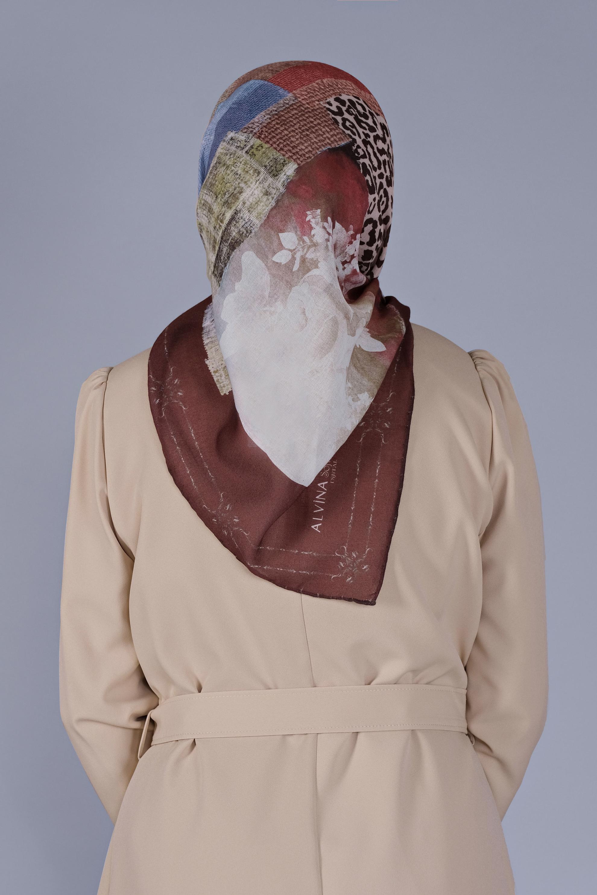 Tesettür giyim BORDO ALVİNA DİJİTAL SOFT EŞARP 5459 