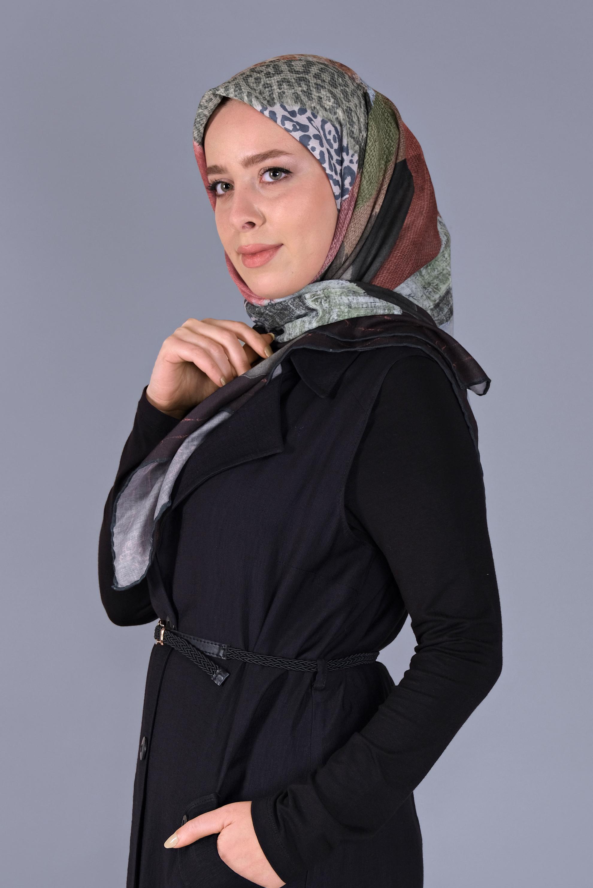 Tesettür giyim EKRU ALVİNA DİJİTAL SOFT EŞARP 5459 