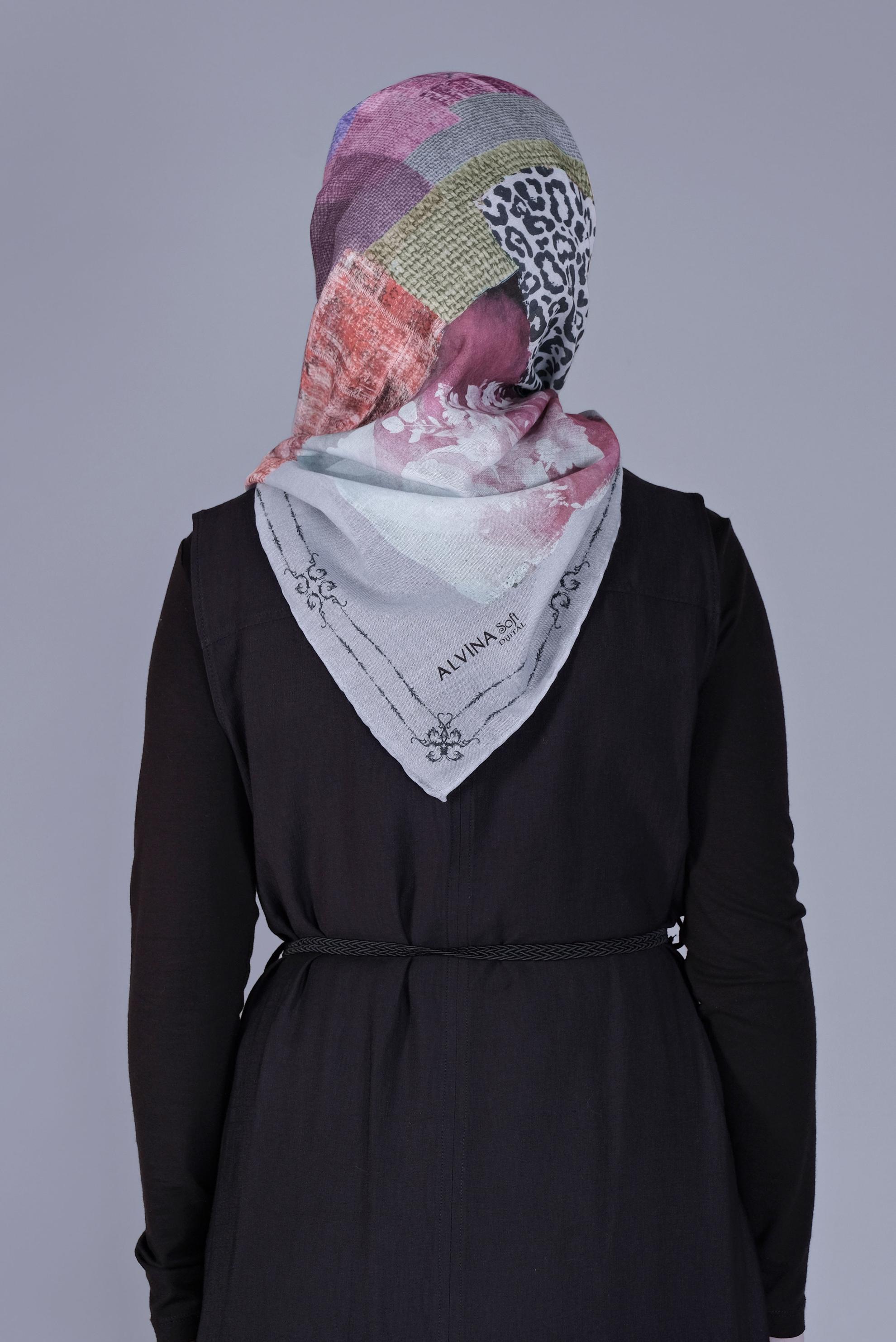 Tesettür giyim GÜMÜŞ ALVİNA DİJİTAL SOFT EŞARP 5459 