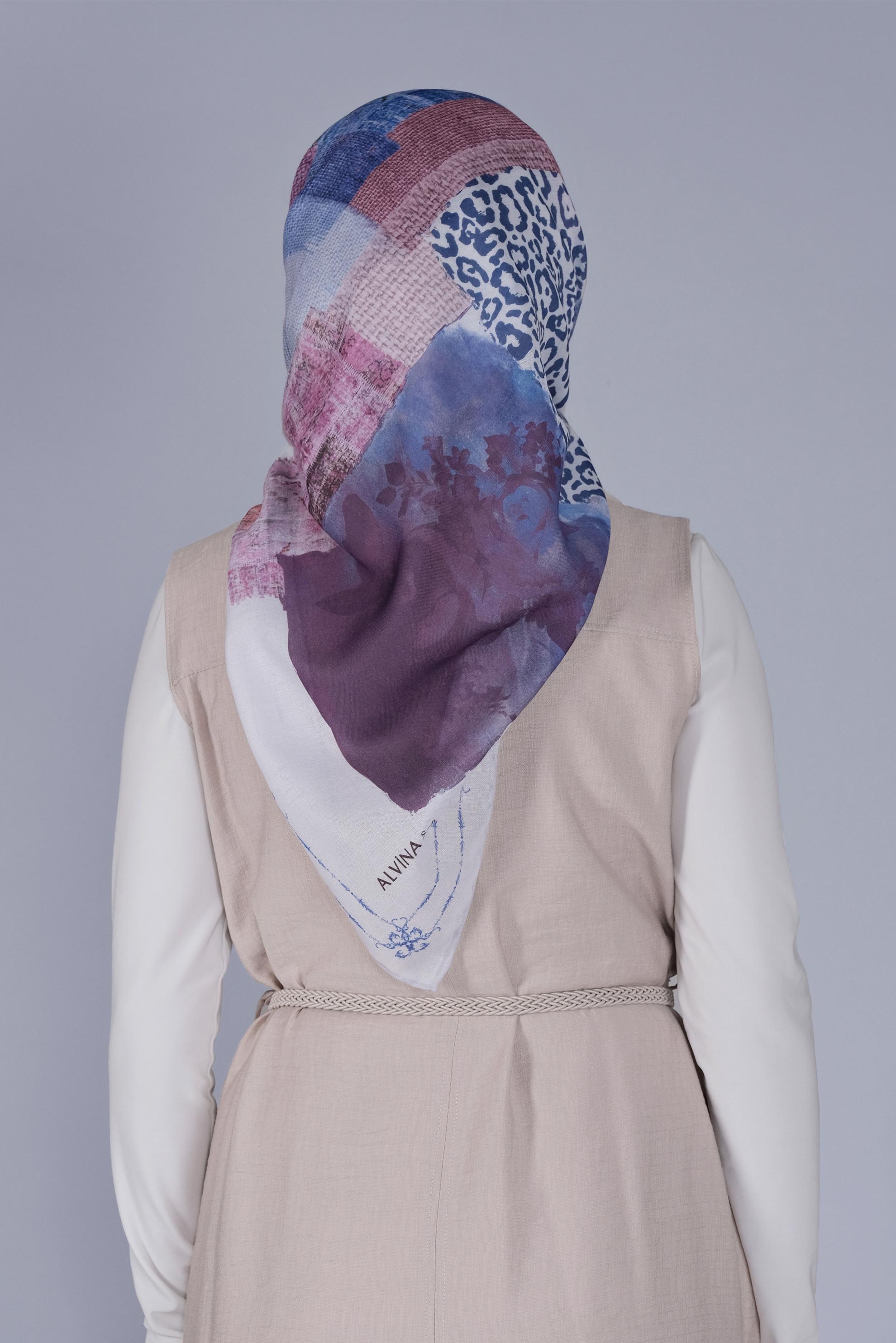 Tesettür giyim VİZON ALVİNA DİJİTAL SOFT EŞARP 5459 