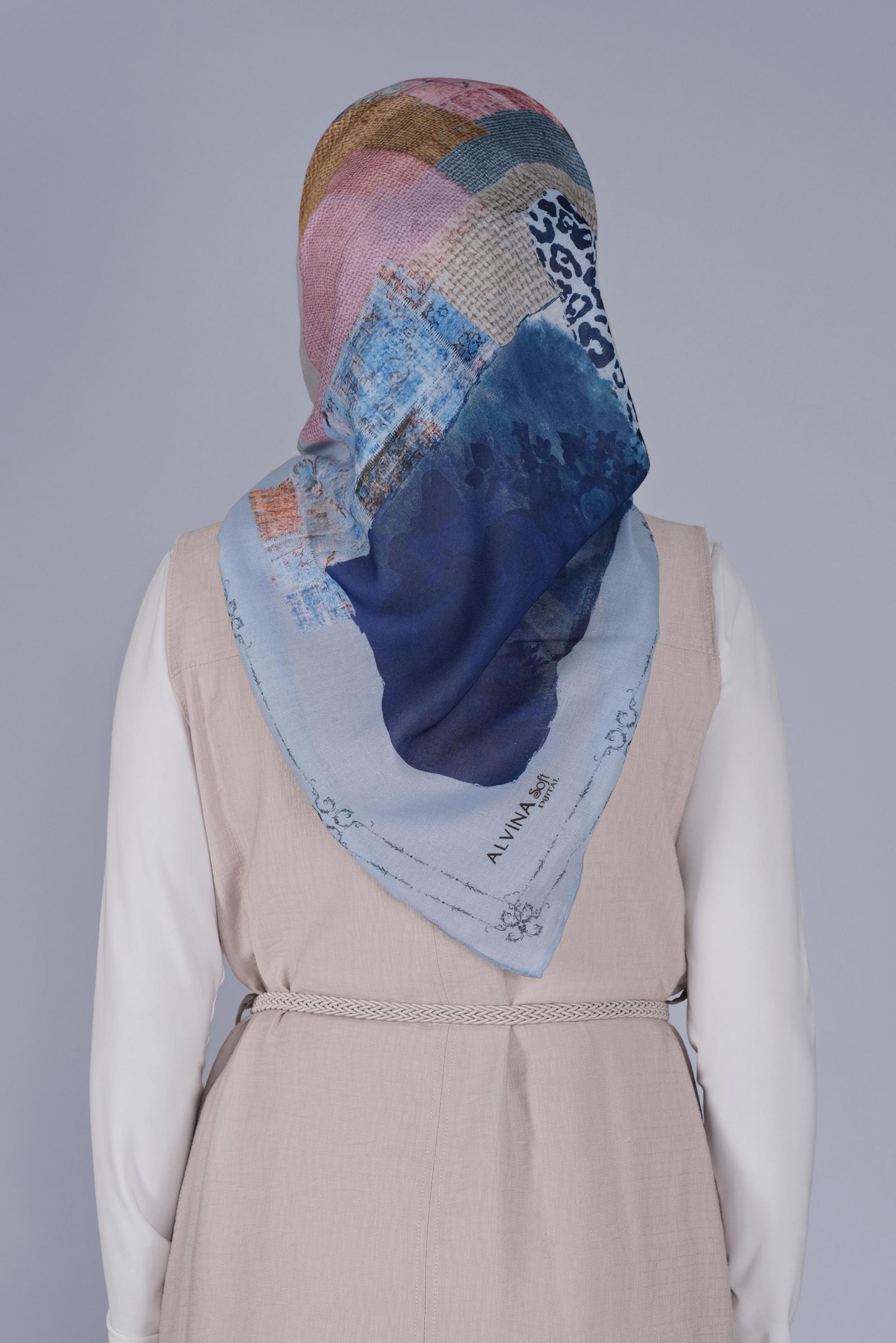 Tesettür giyim LACİVERT ALVİNA DİJİTAL SOFT EŞARP 5459 