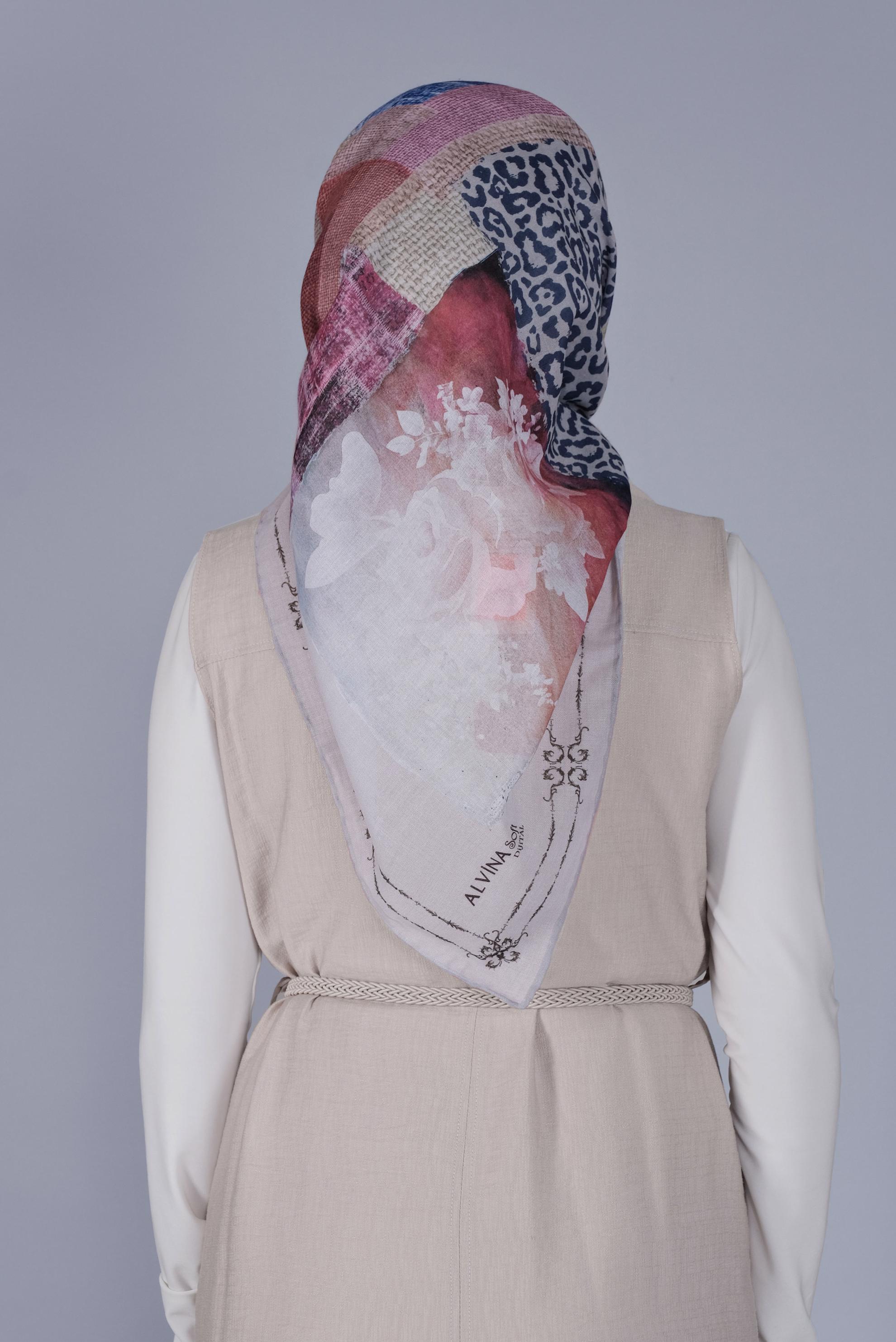 Tesettür giyim BEJ ALVİNA DİJİTAL SOFT EŞARP 5459 