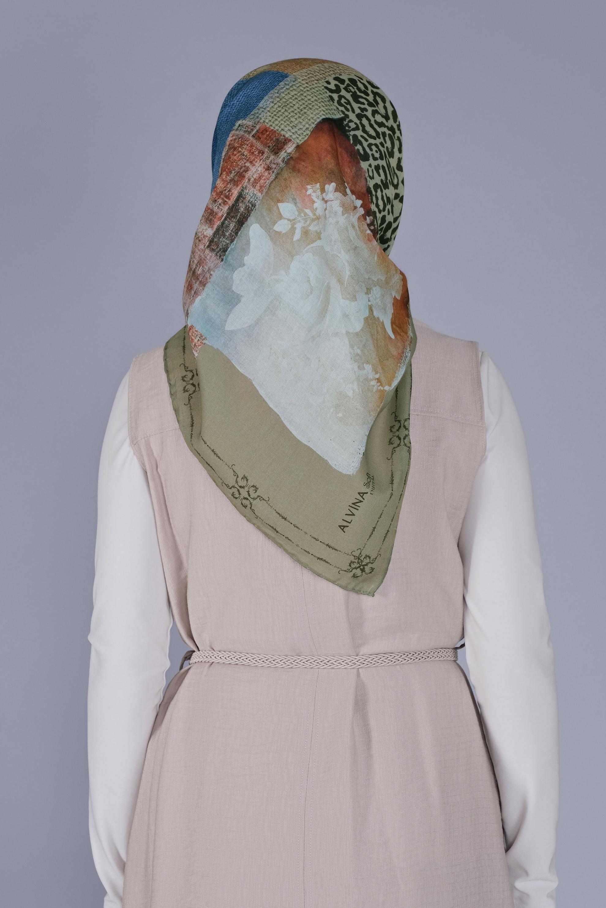 Vêtements hijab VERT FOULARD ALVİNA 5459