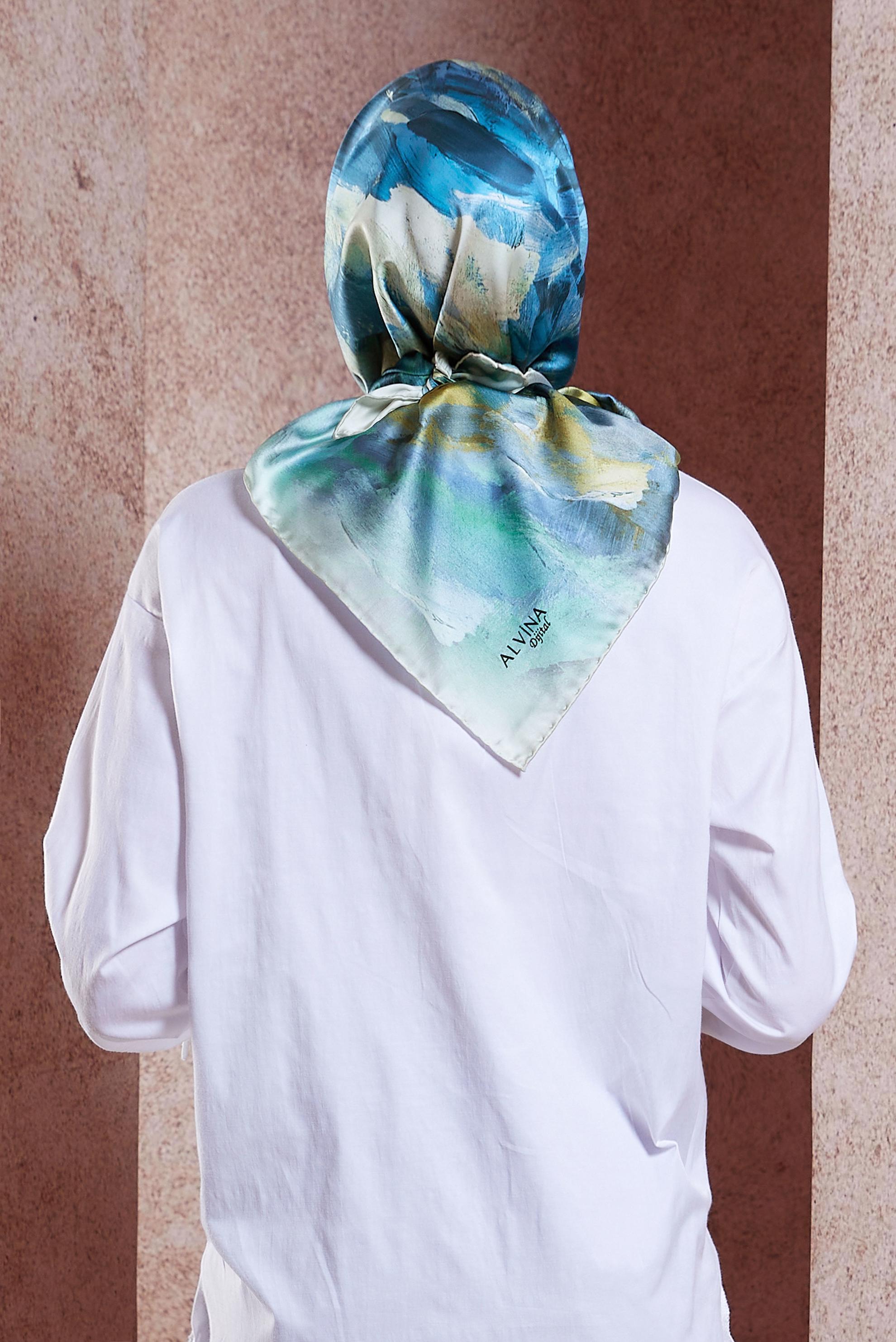 Tesettür giyim EKRU ALVİNA DİJİTAL EŞARP 6035