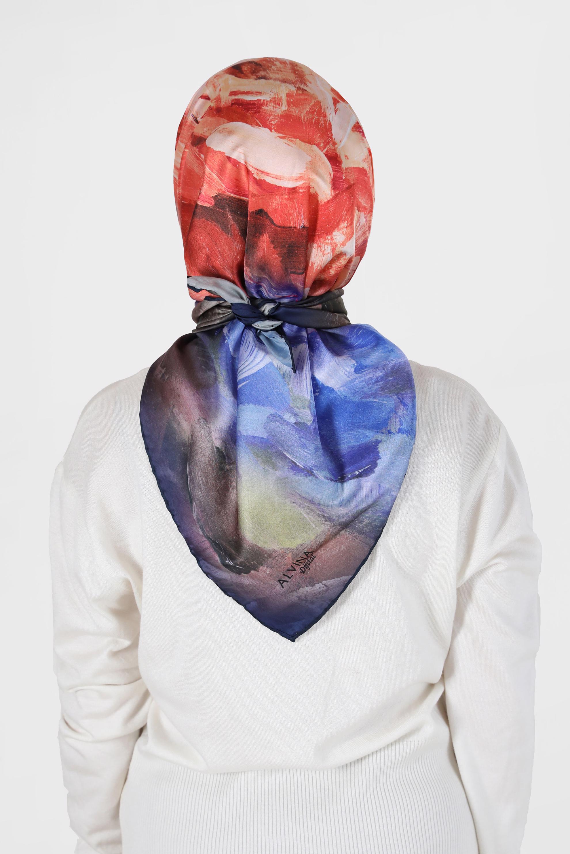 Tesettür giyim LACİVERT ALVİNA DİJİTAL EŞARP 6035