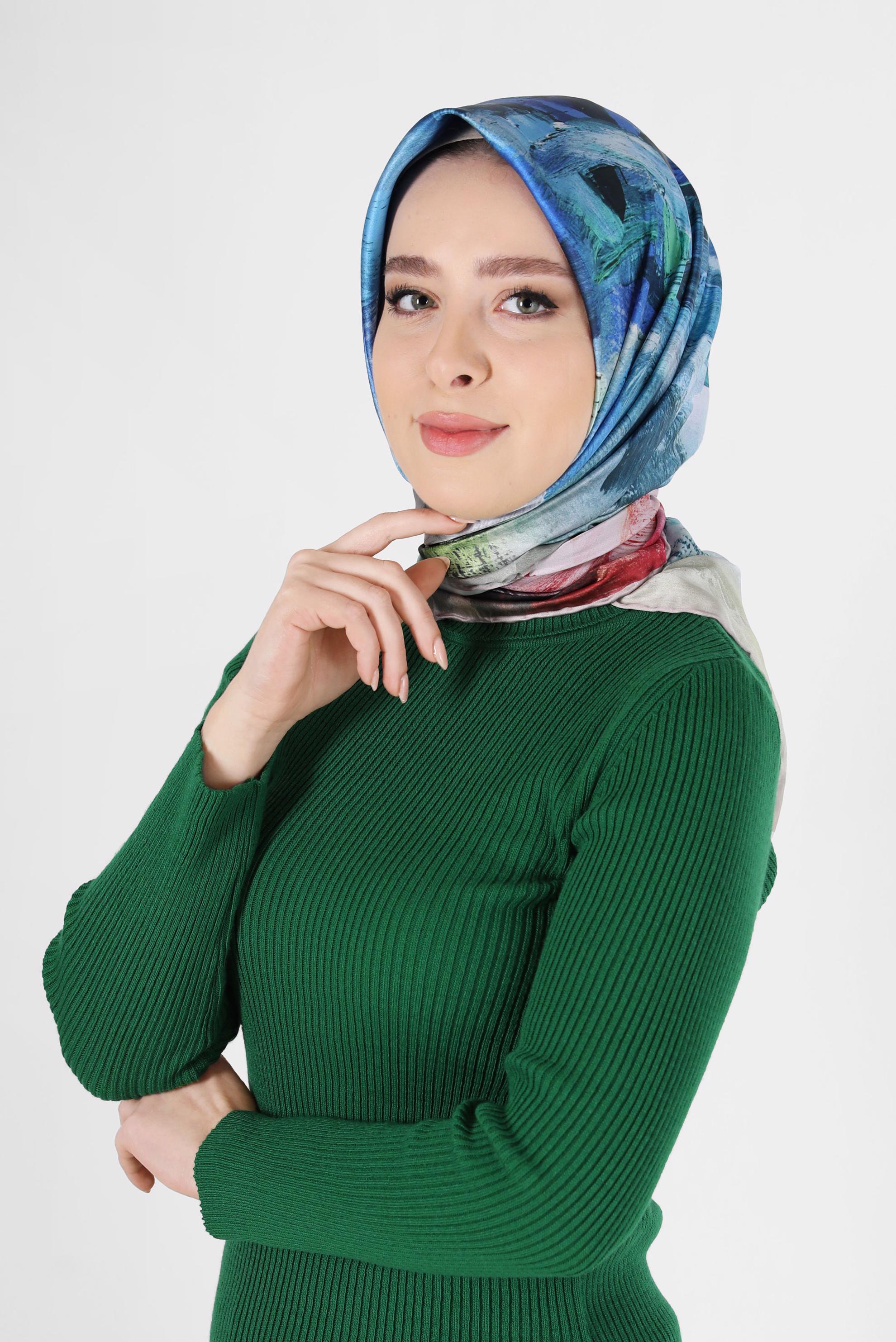 Tesettür giyim VİZON ALVİNA DİJİTAL EŞARP 6035