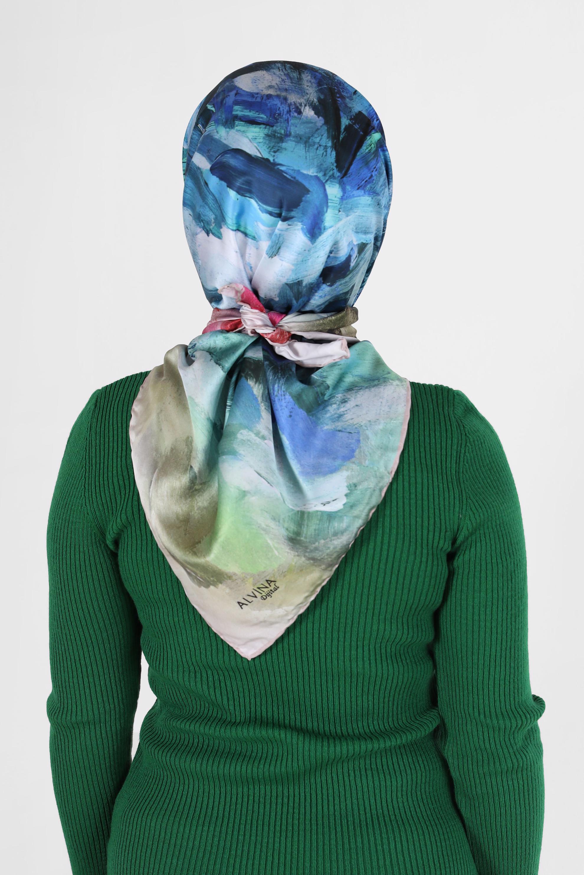 Tesettür giyim VİZON ALVİNA DİJİTAL EŞARP 6035