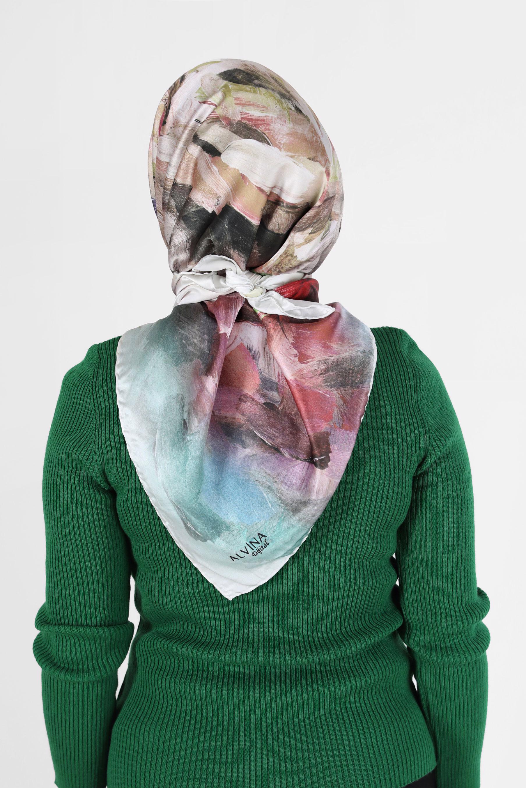 Tesettür giyim YEŞİL ALVİNA DİJİTAL EŞARP 6035