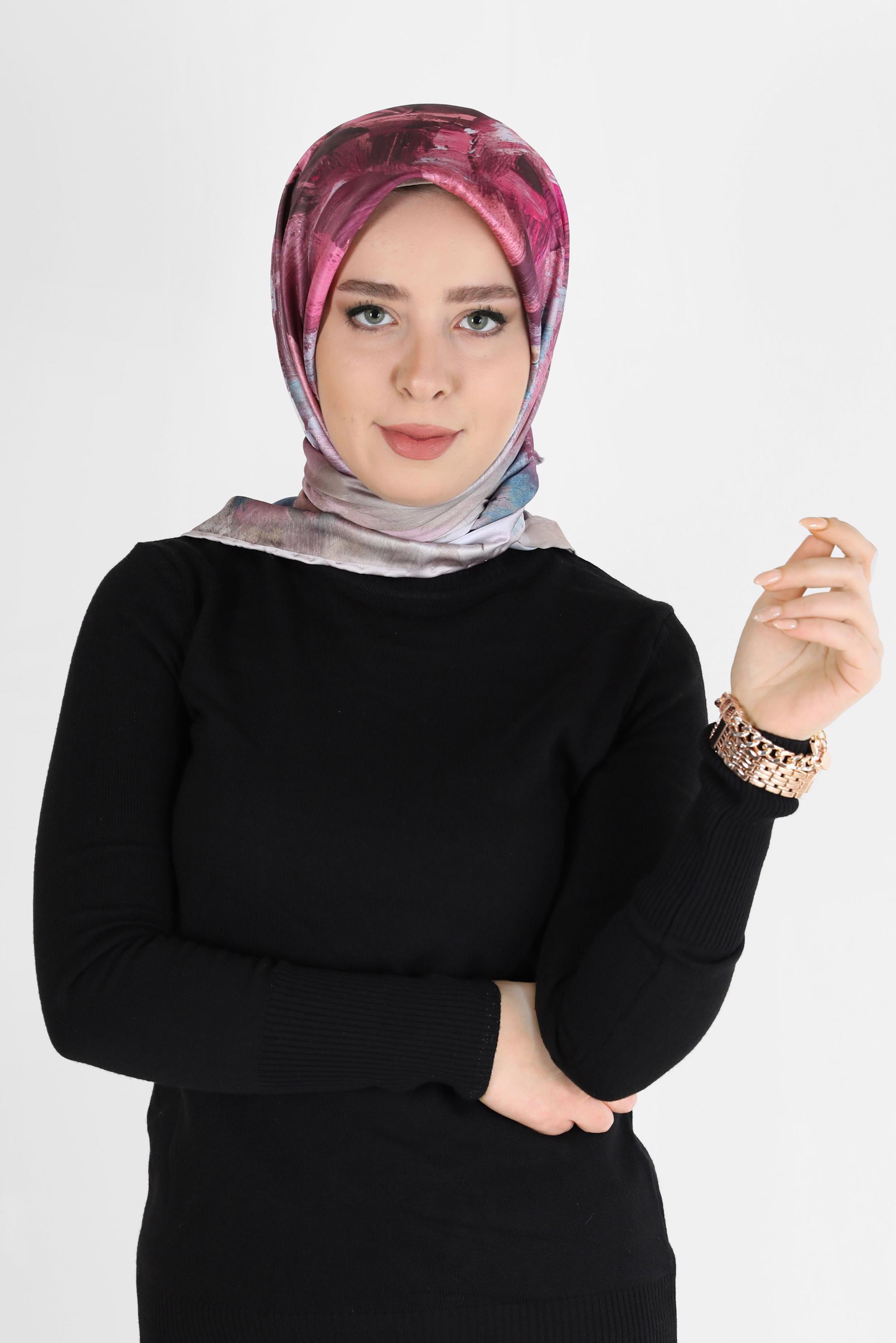 Tesettür giyim VİZON ALVİNA DİJİTAL EŞARP 6035