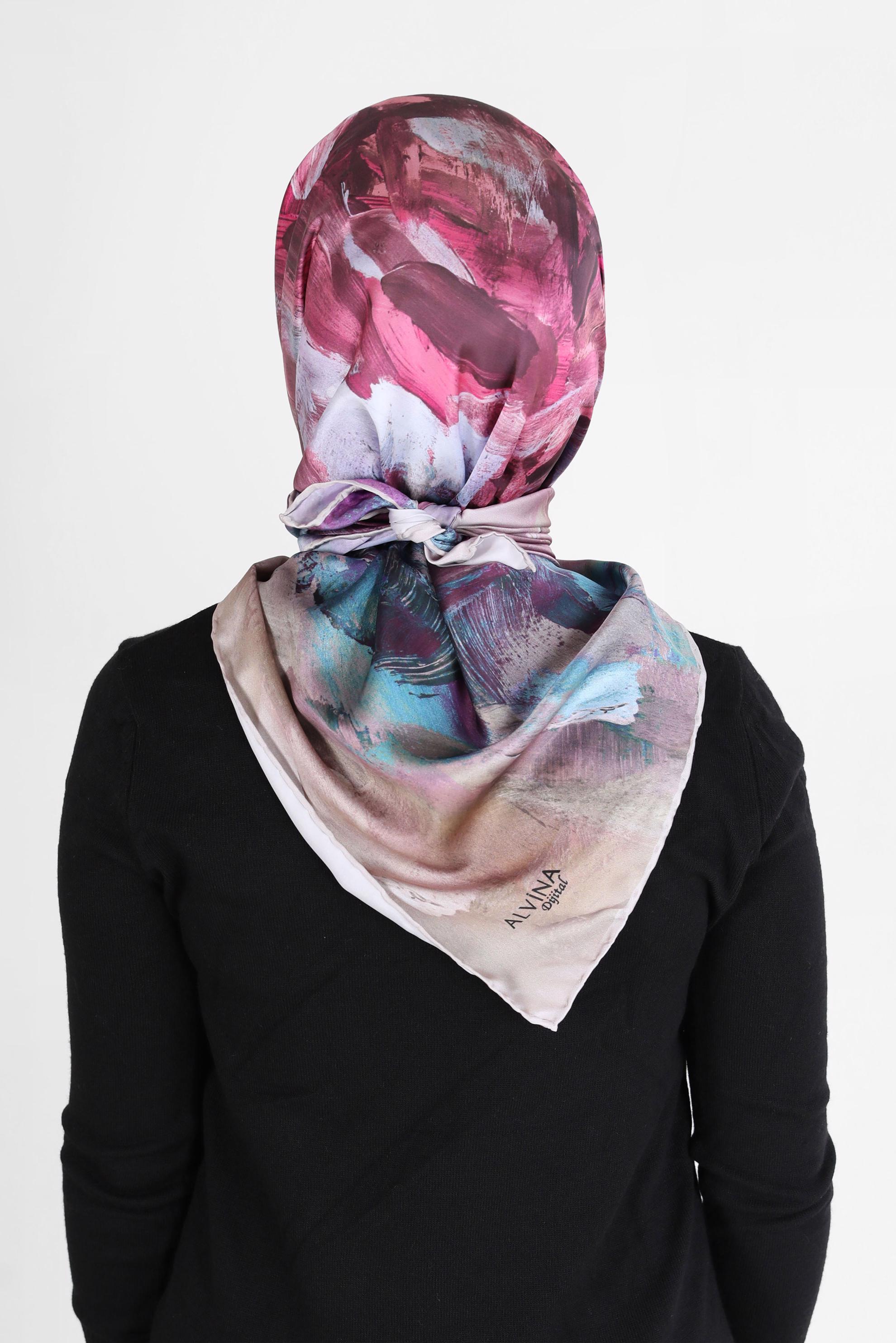 Tesettür giyim VİZON ALVİNA DİJİTAL EŞARP 6035