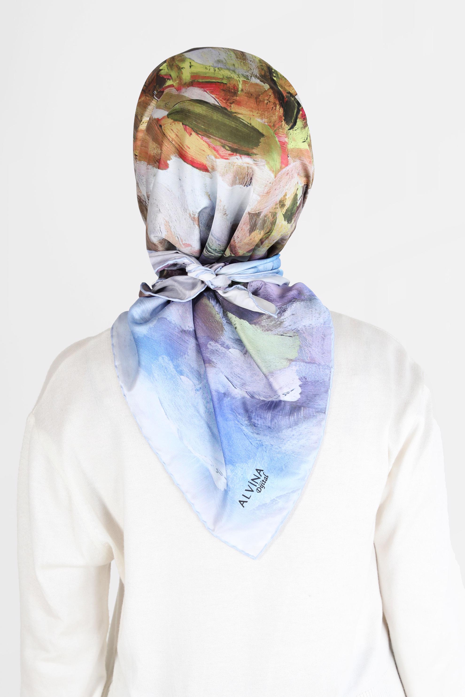 Tesettür giyim MAVİ ALVİNA DİJİTAL EŞARP 6035